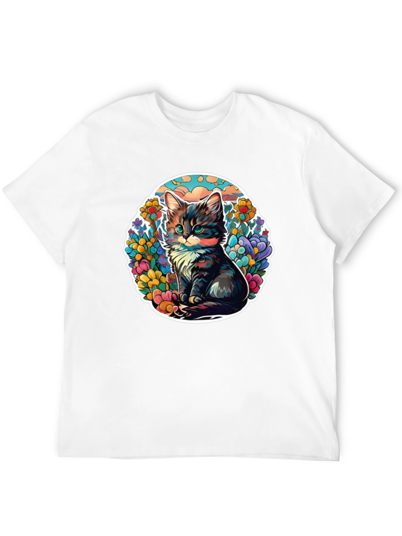 Cute Cat Floral T-Shirt