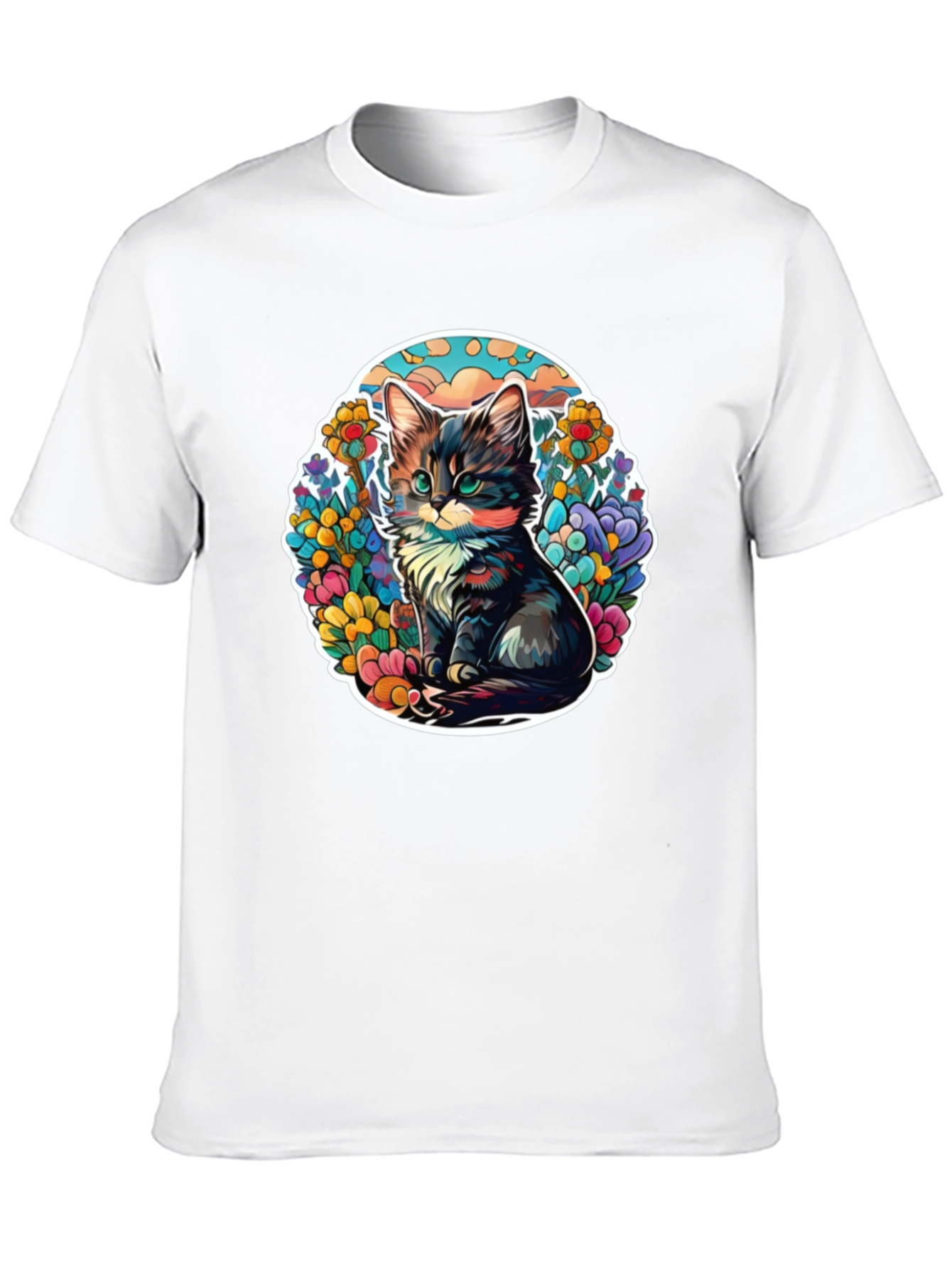 Cute Cat Floral T-Shirt
