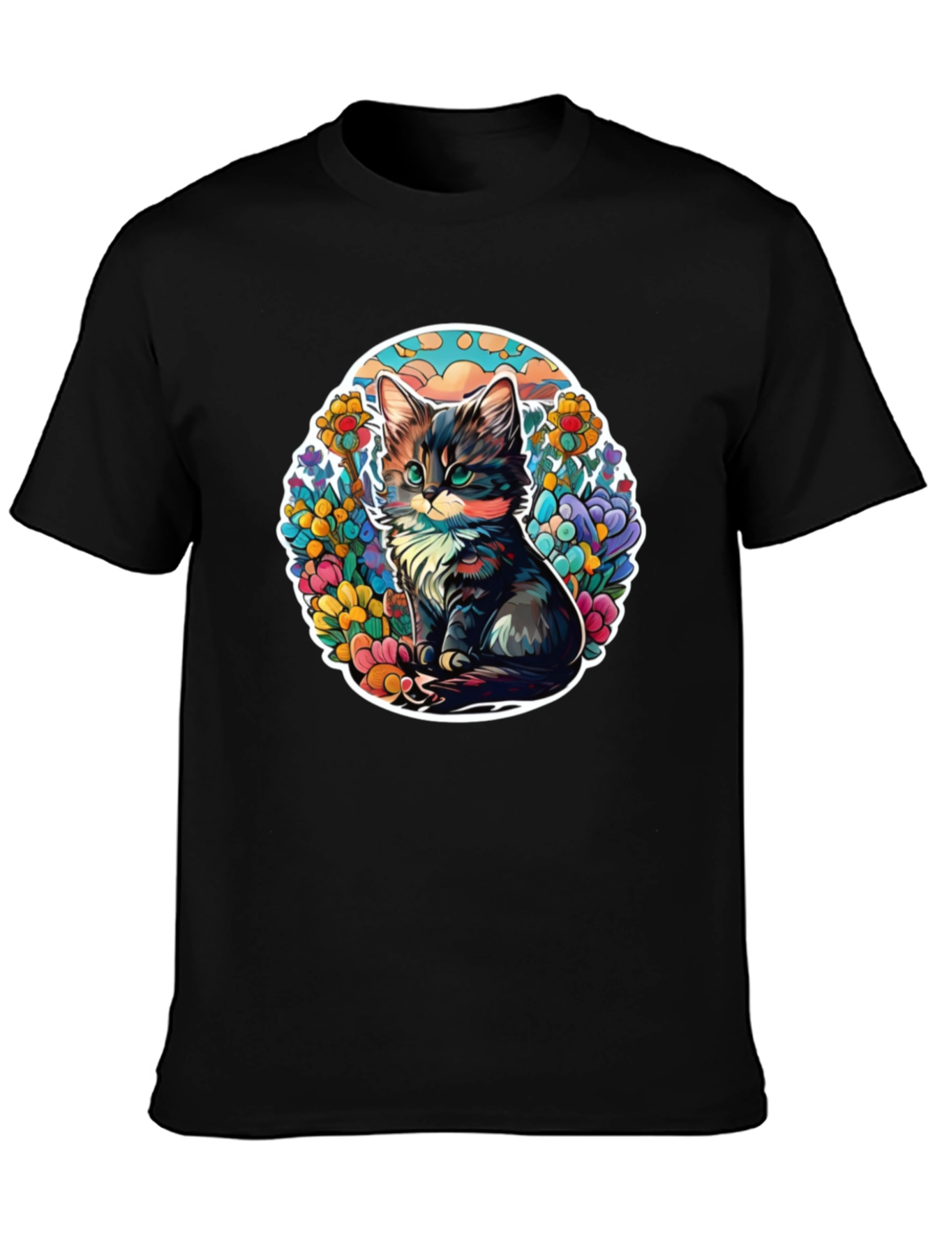 Cute Cat Floral T-Shirt