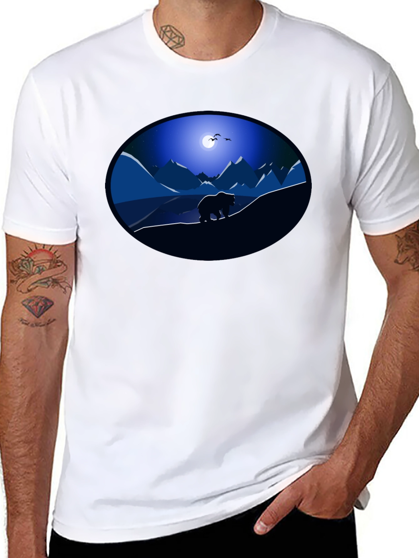 Bear Mountain Night Graphic Tee - Black