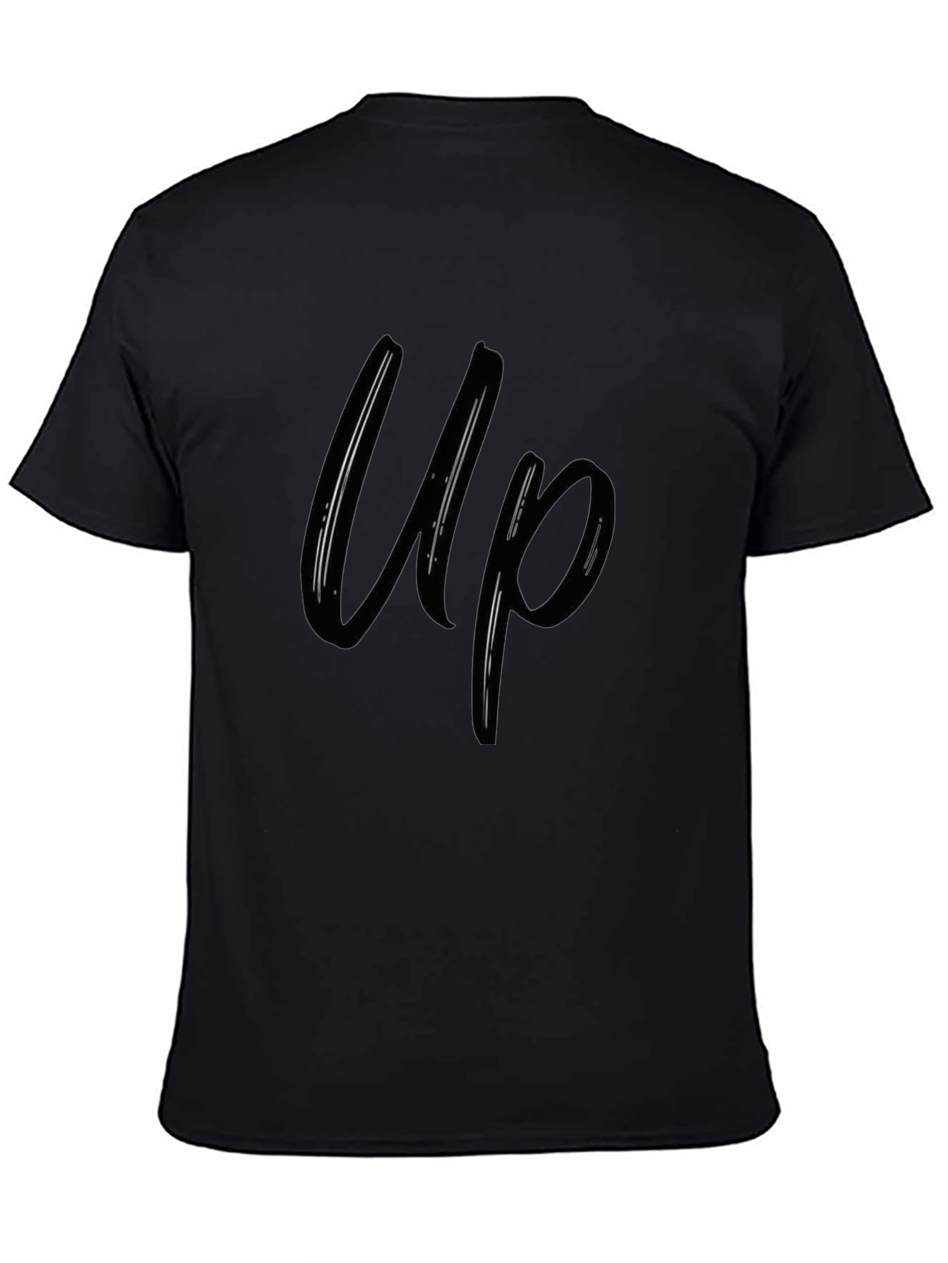 Up Graphic Print T-Shirt - Casual Black Tee