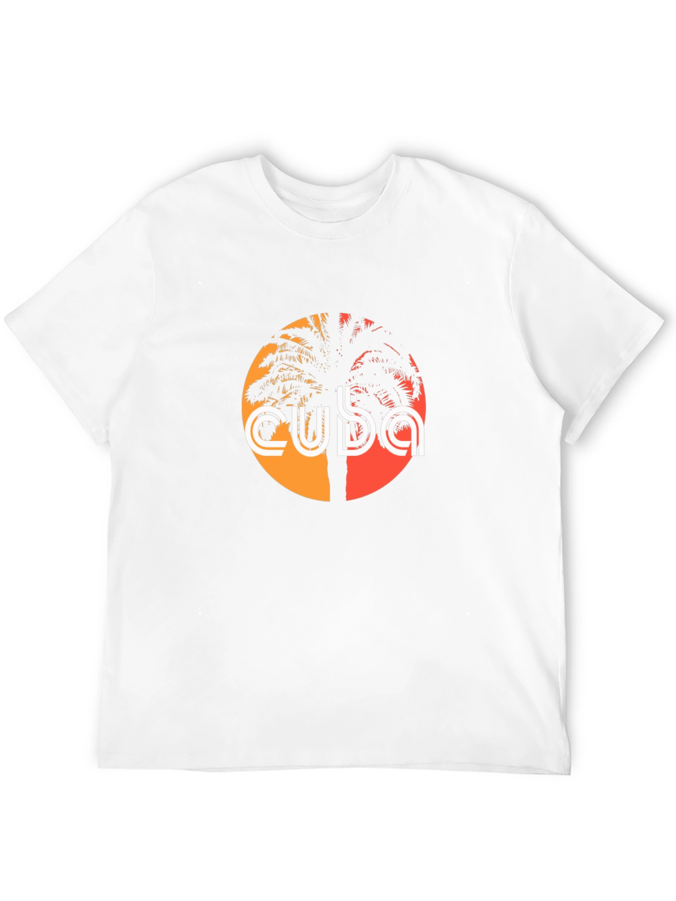 Cuba Palm Tree Graphic Tee - Retro Sunset Design