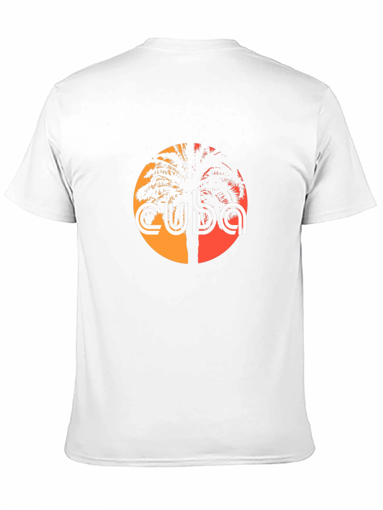Cuba Palm Tree Graphic Tee - Retro Sunset Design