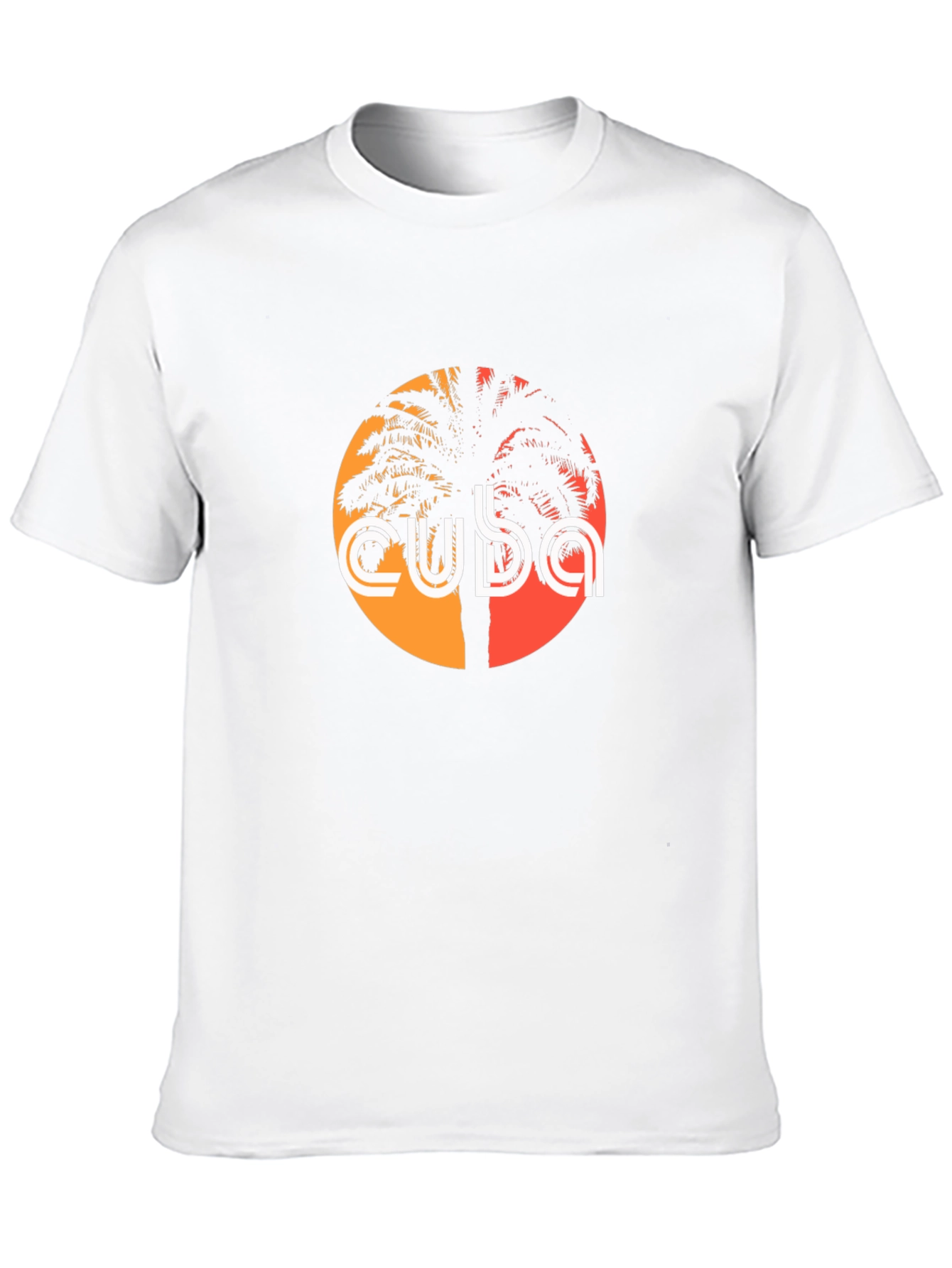 Cuba Palm Tree Graphic Tee - Retro Sunset Design