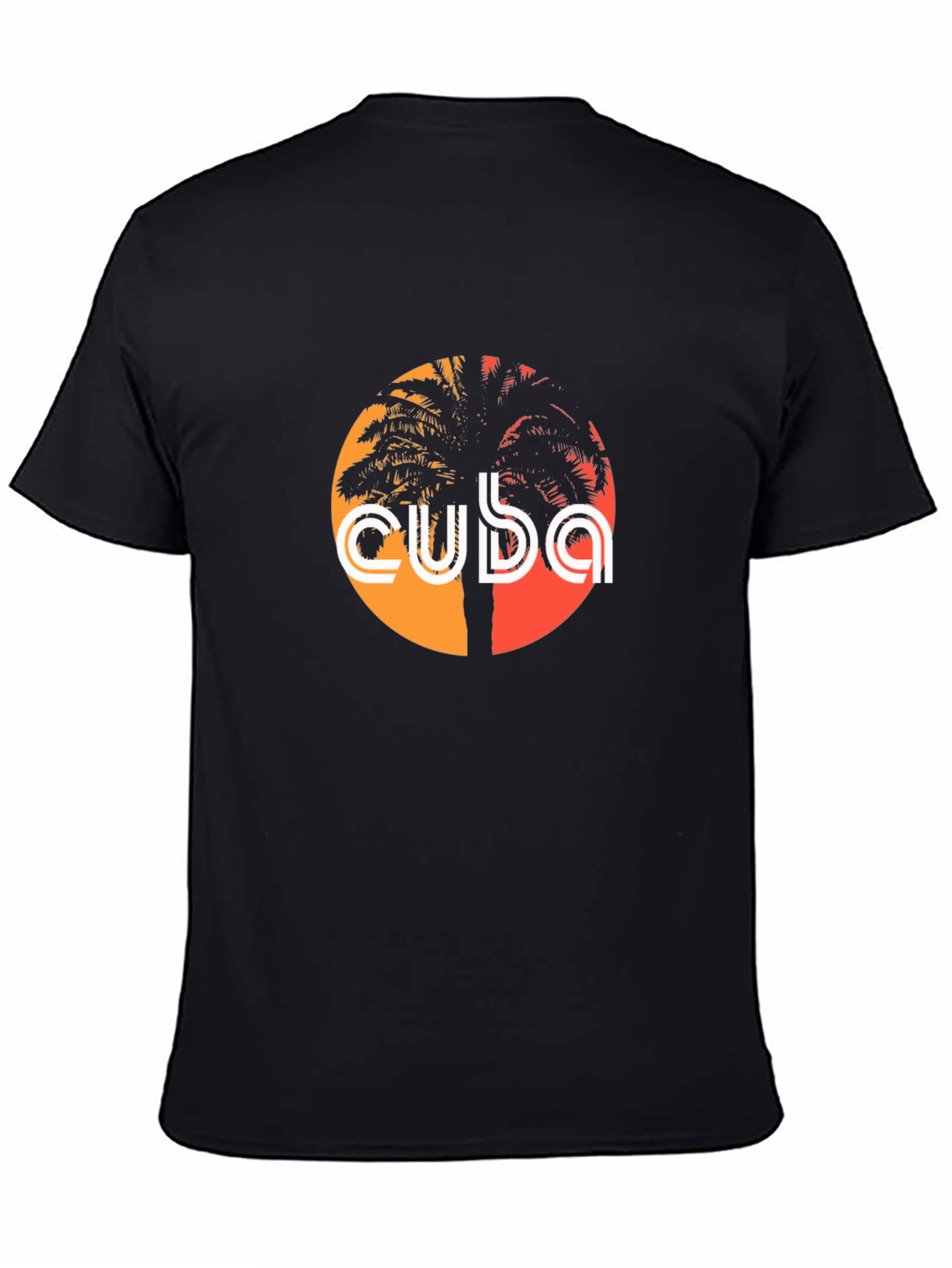 Cuba Palm Tree Graphic Tee - Retro Sunset Design