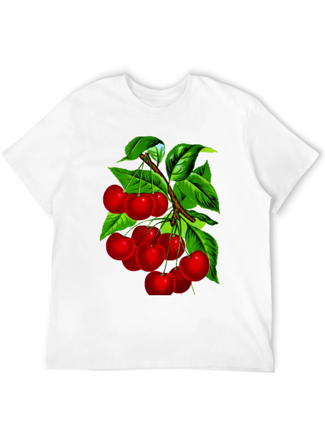 Cherry Print Black Crew Neck T-Shirt