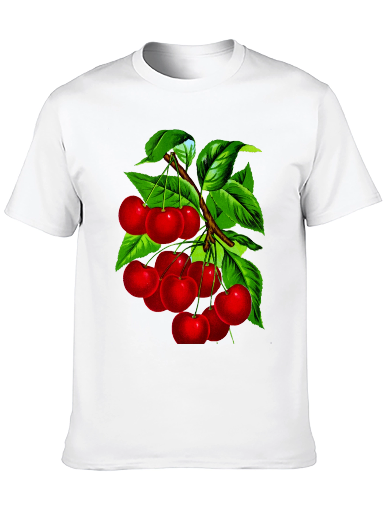 Cherry Print Black Crew Neck T-Shirt