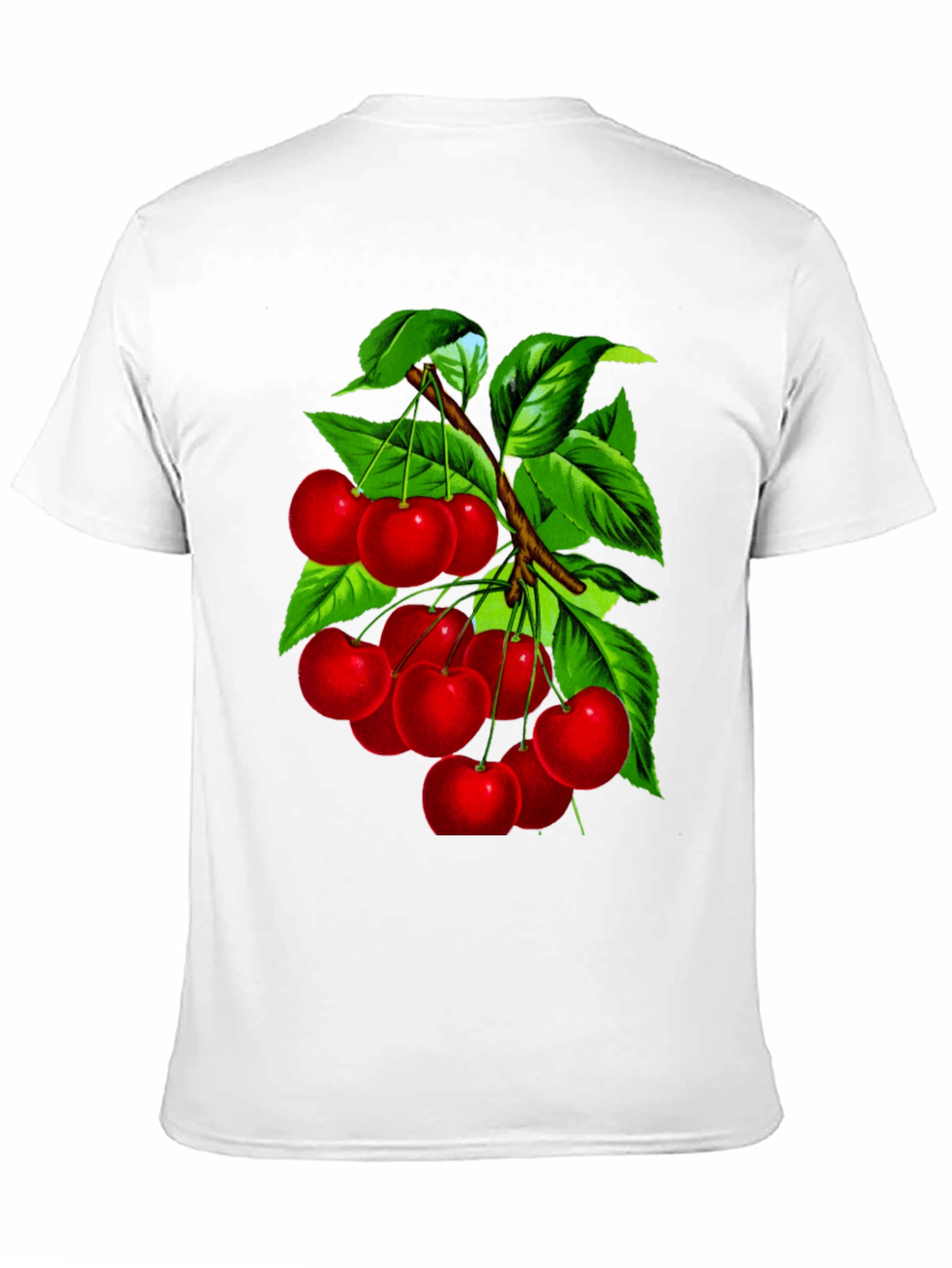 Cherry Print Black Crew Neck T-Shirt