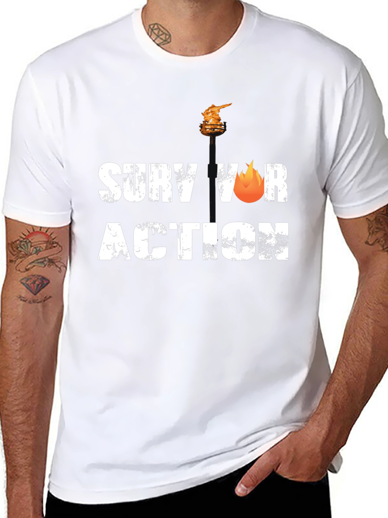 Survivor Action Black T-Shirt Graphic Tee