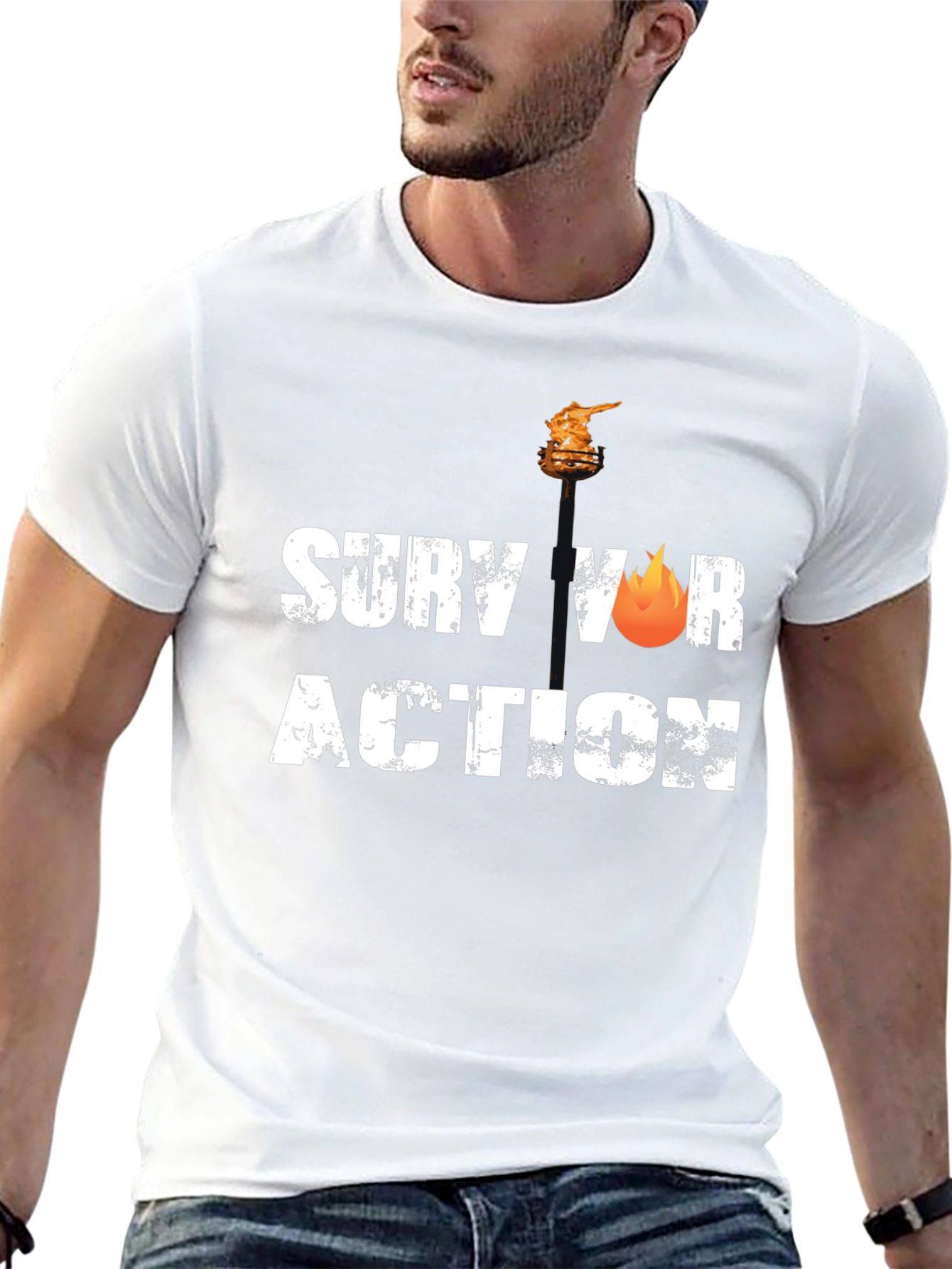 Survivor Action Black T-Shirt Graphic Tee
