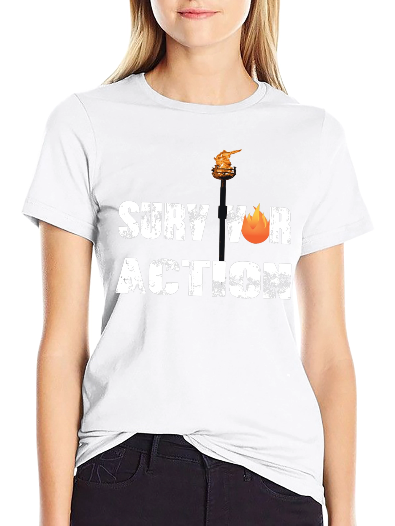 Survivor Action Black T-Shirt Graphic Tee