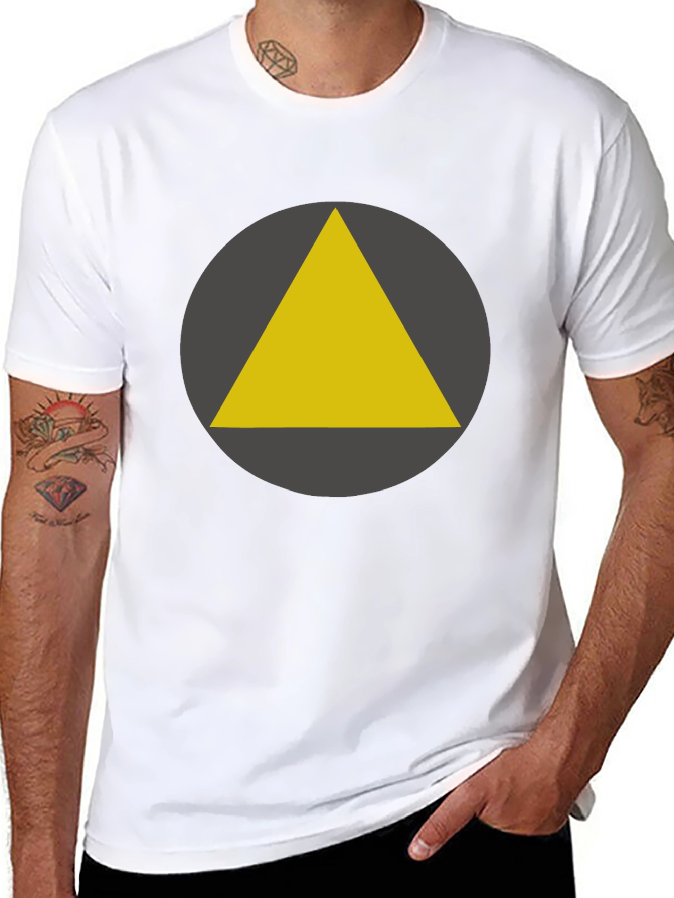 Geometric Triangle Graphic Tee - Black