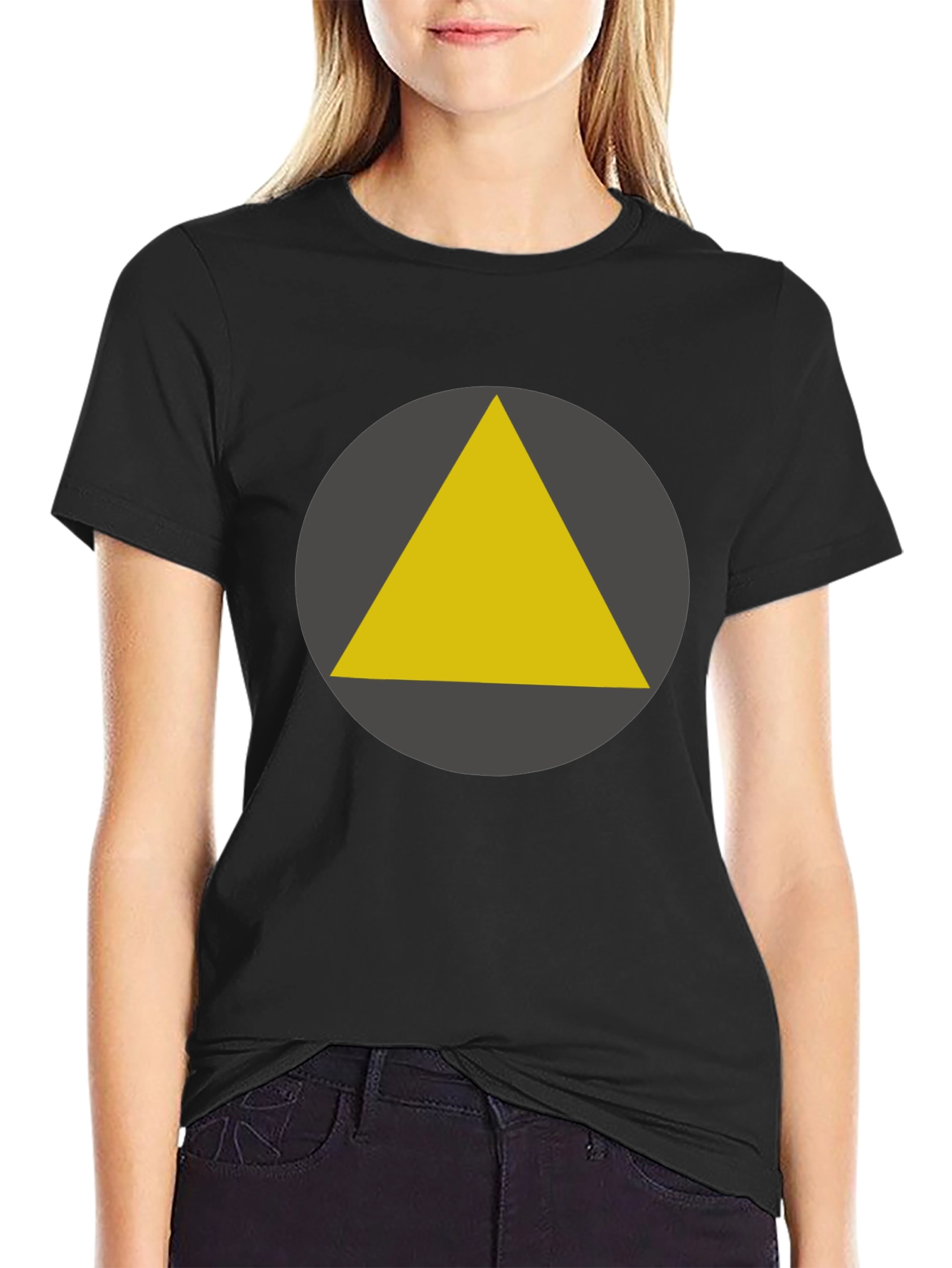 Geometric Triangle Graphic Tee - Black