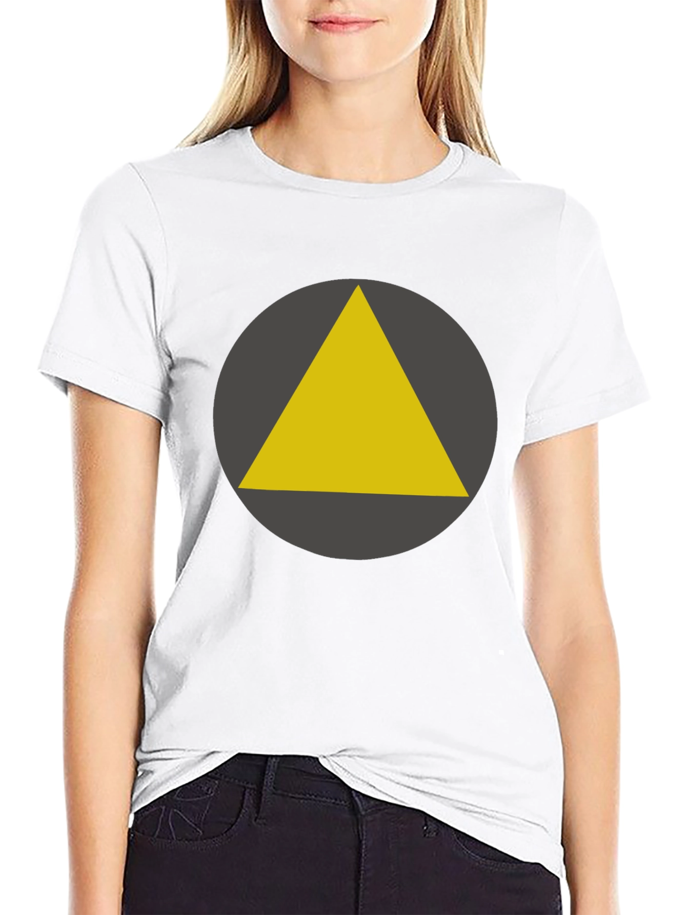 Geometric Triangle Graphic Tee - Black
