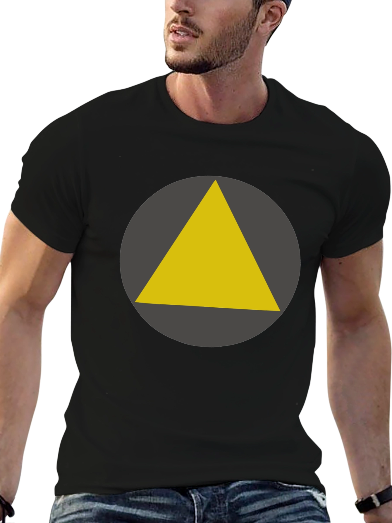 Geometric Triangle Graphic Tee - Black