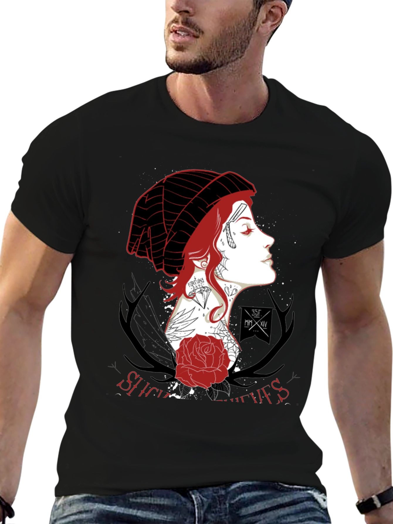 Edgy Graphic Print Tee - Dark Academia Aesthetic