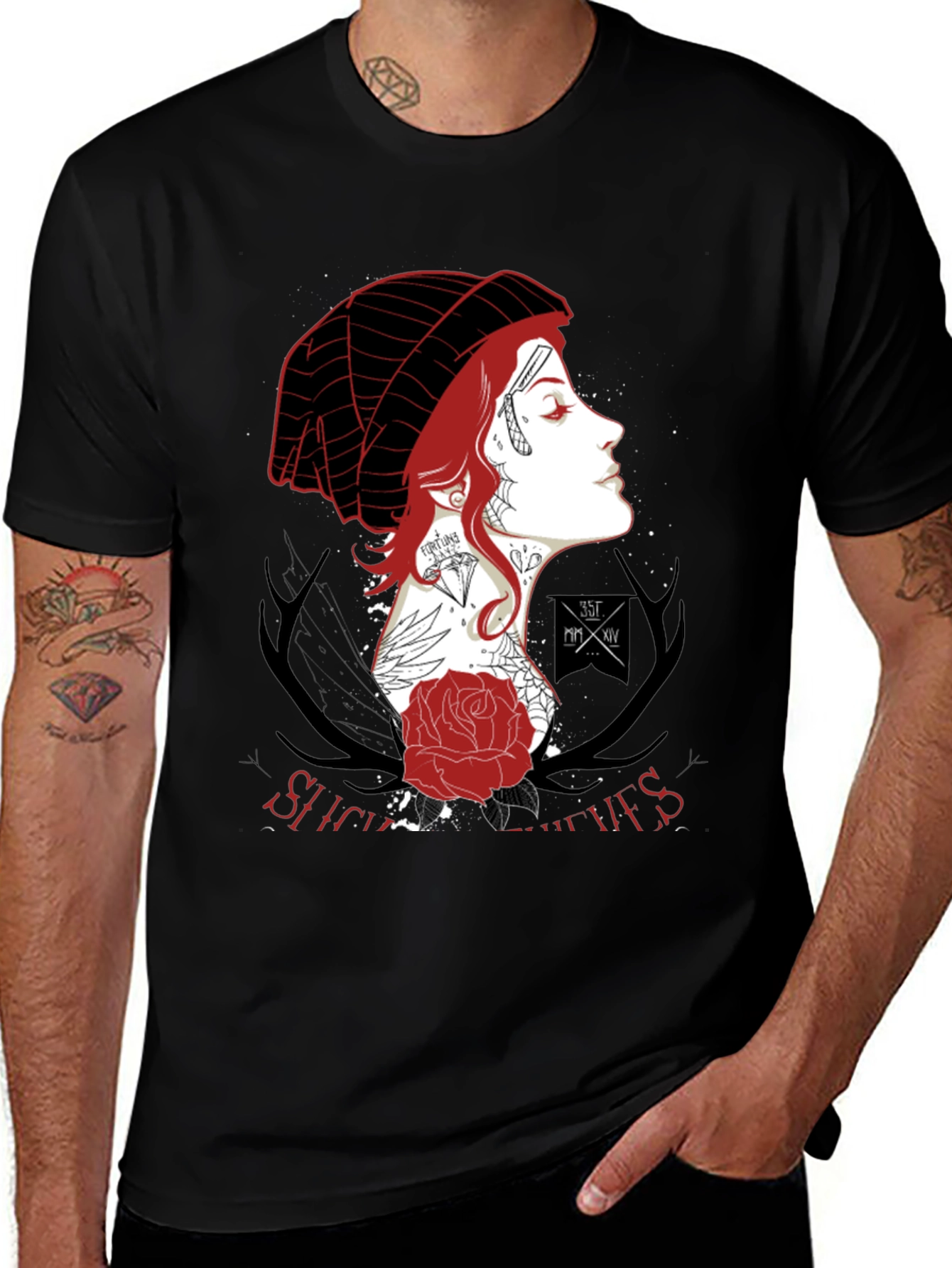 Edgy Graphic Print Tee - Dark Academia Aesthetic