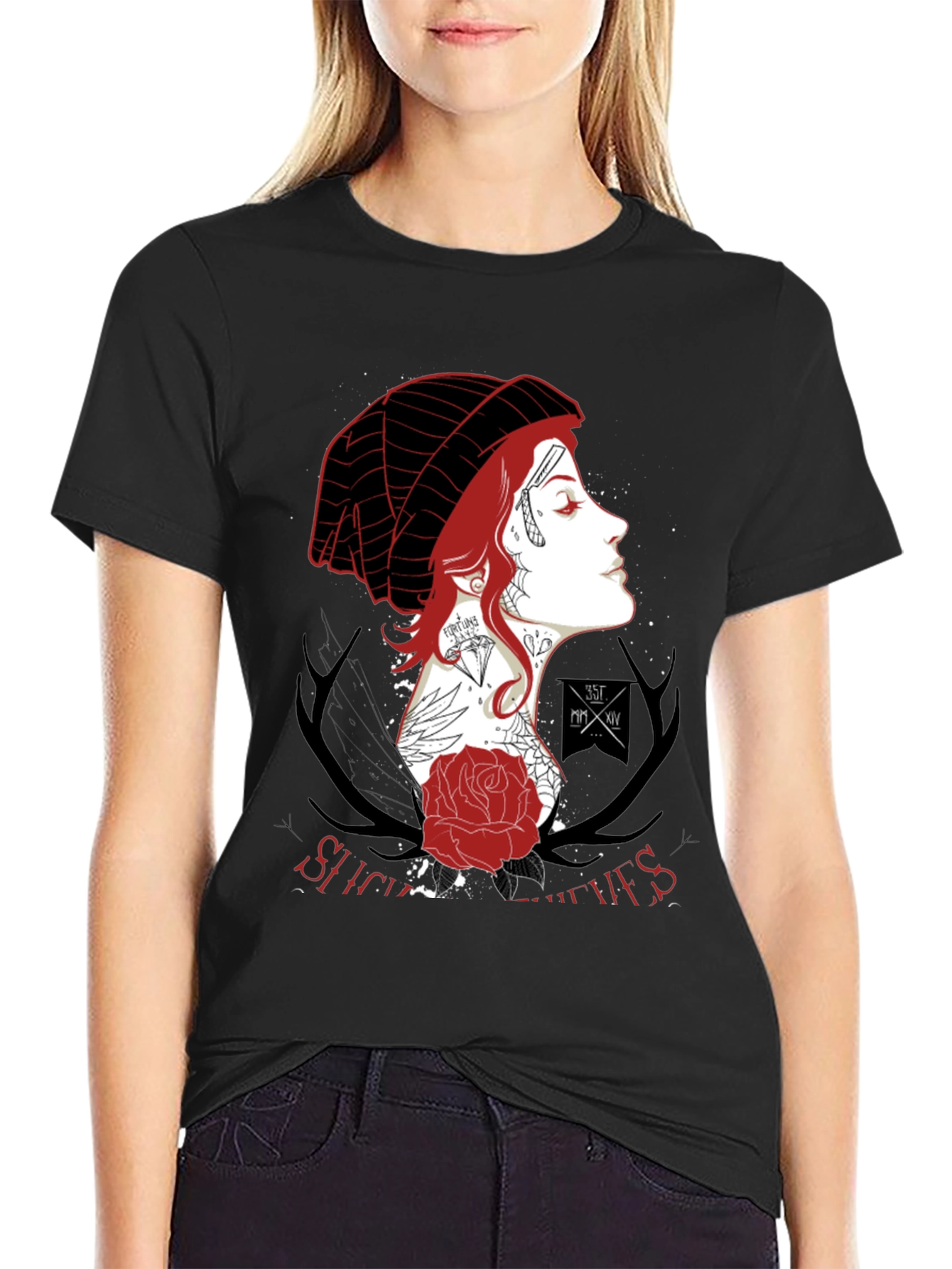 Edgy Graphic Print Tee - Dark Academia Aesthetic