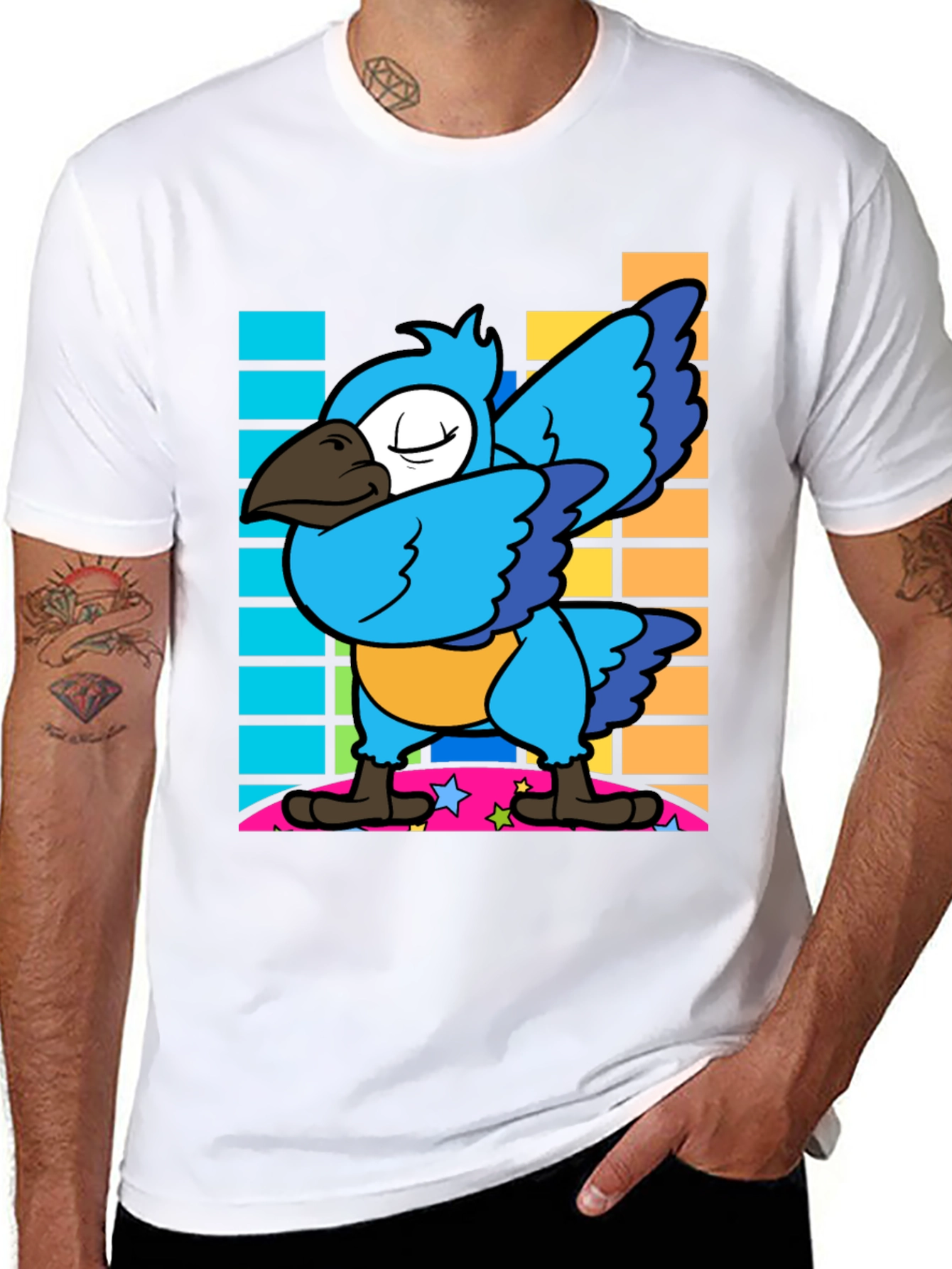 Dabbing Parrot Graphic Tee - Funny Bird Dance Shirt
