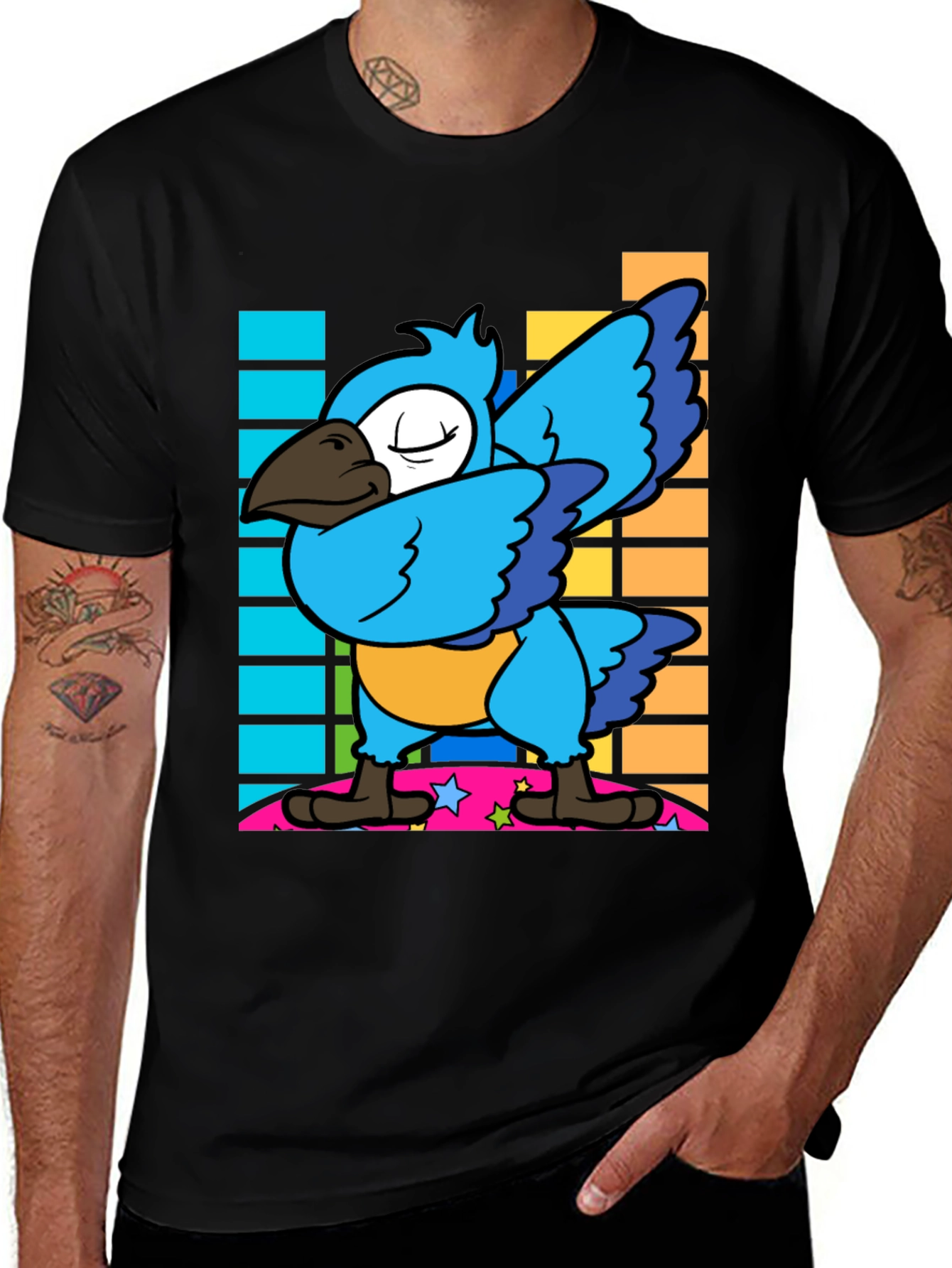 Dabbing Parrot Graphic Tee - Funny Bird Dance Shirt