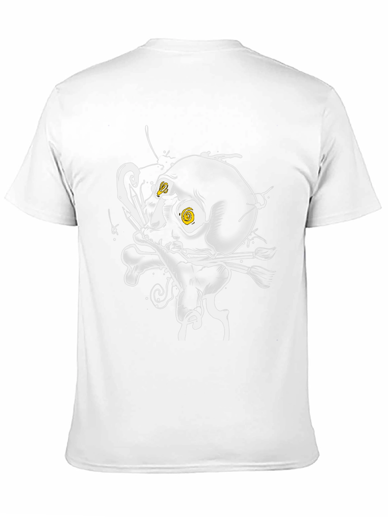 Skull & Brushes Graphic Tee - Artistic Black T-Shirt