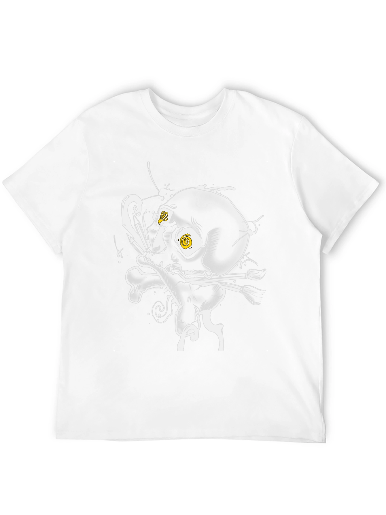 Skull & Brushes Graphic Tee - Artistic Black T-Shirt