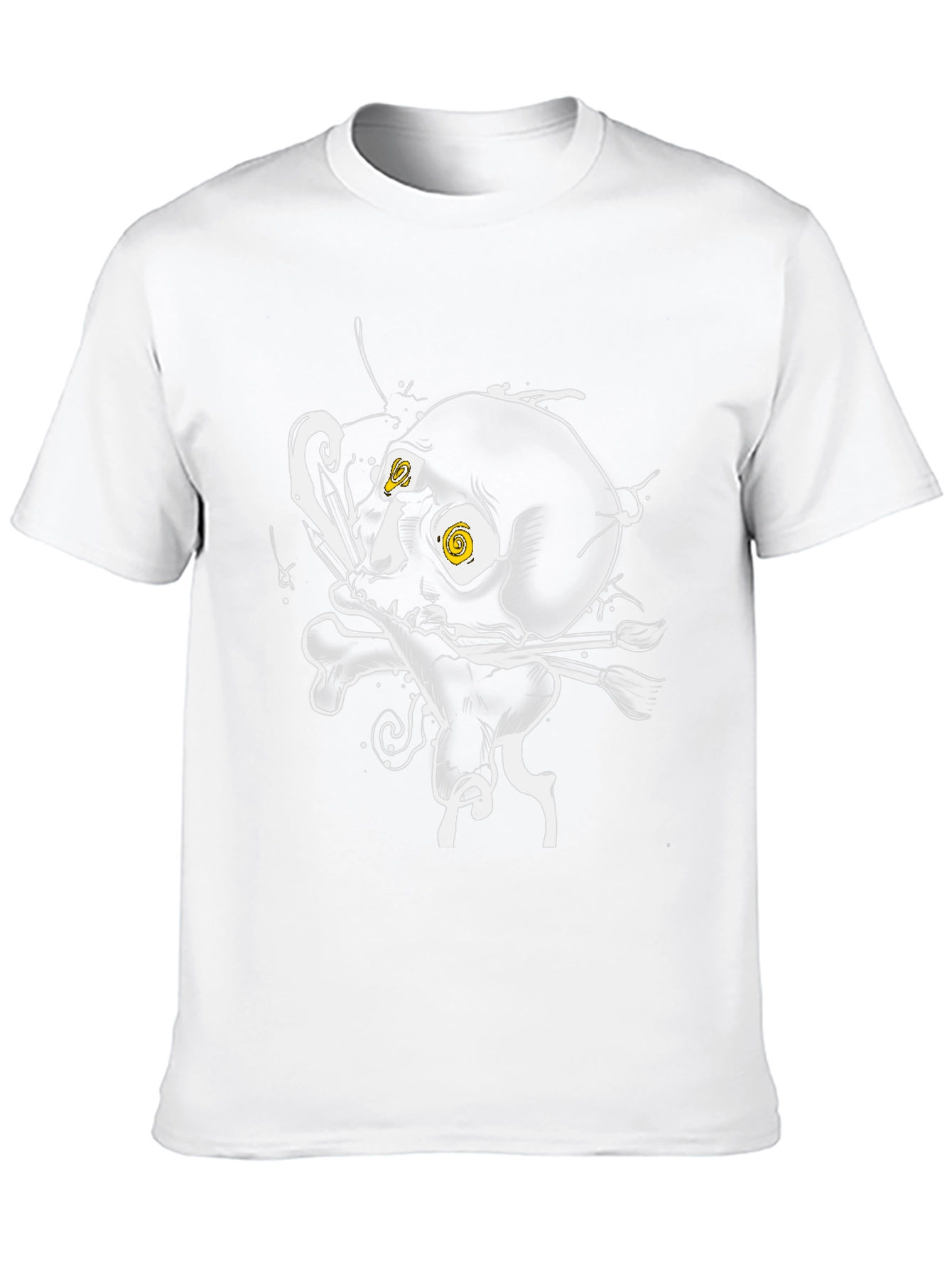 Skull & Brushes Graphic Tee - Artistic Black T-Shirt
