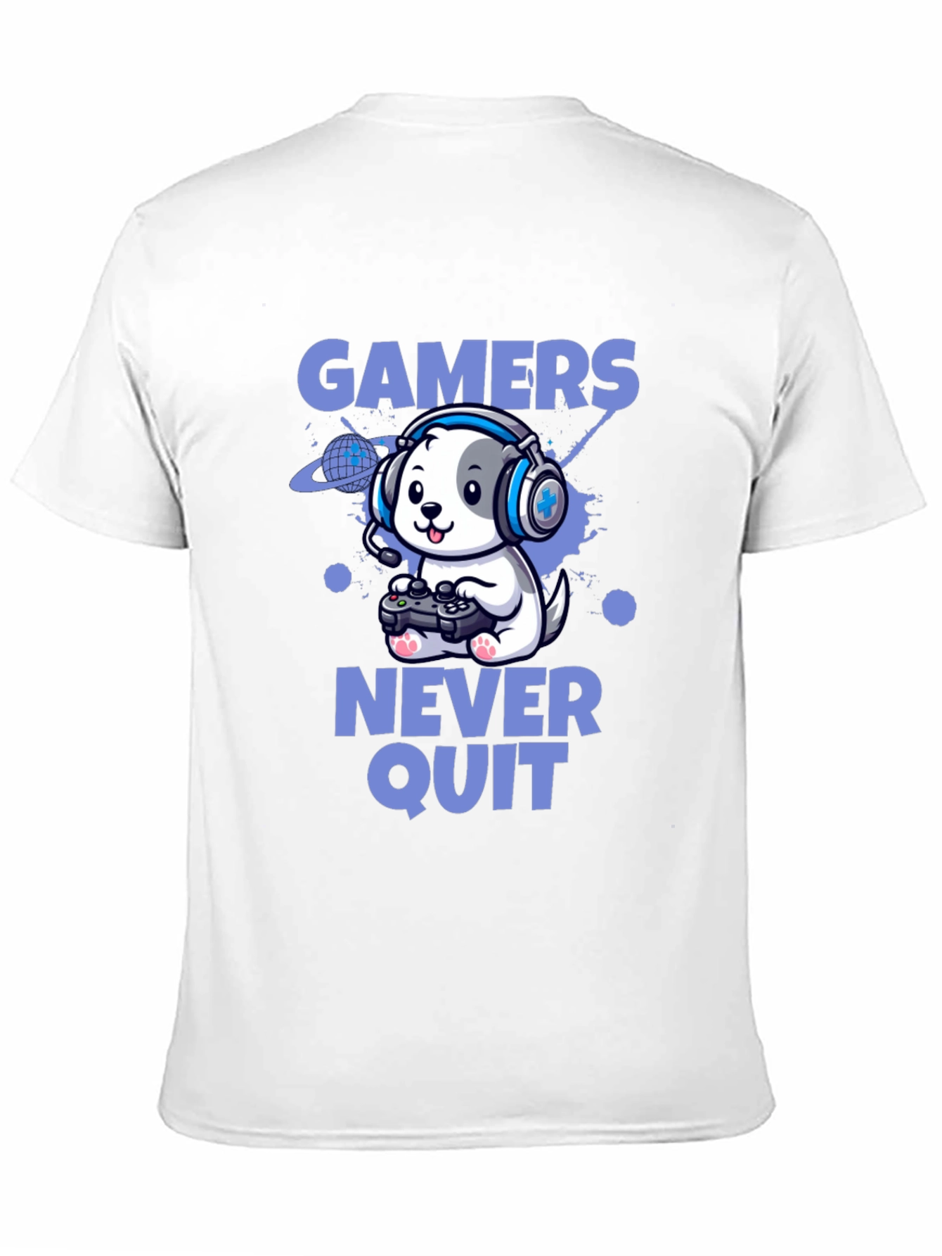 Gamers Never Quit T-Shirt - Cute Dog Gamer