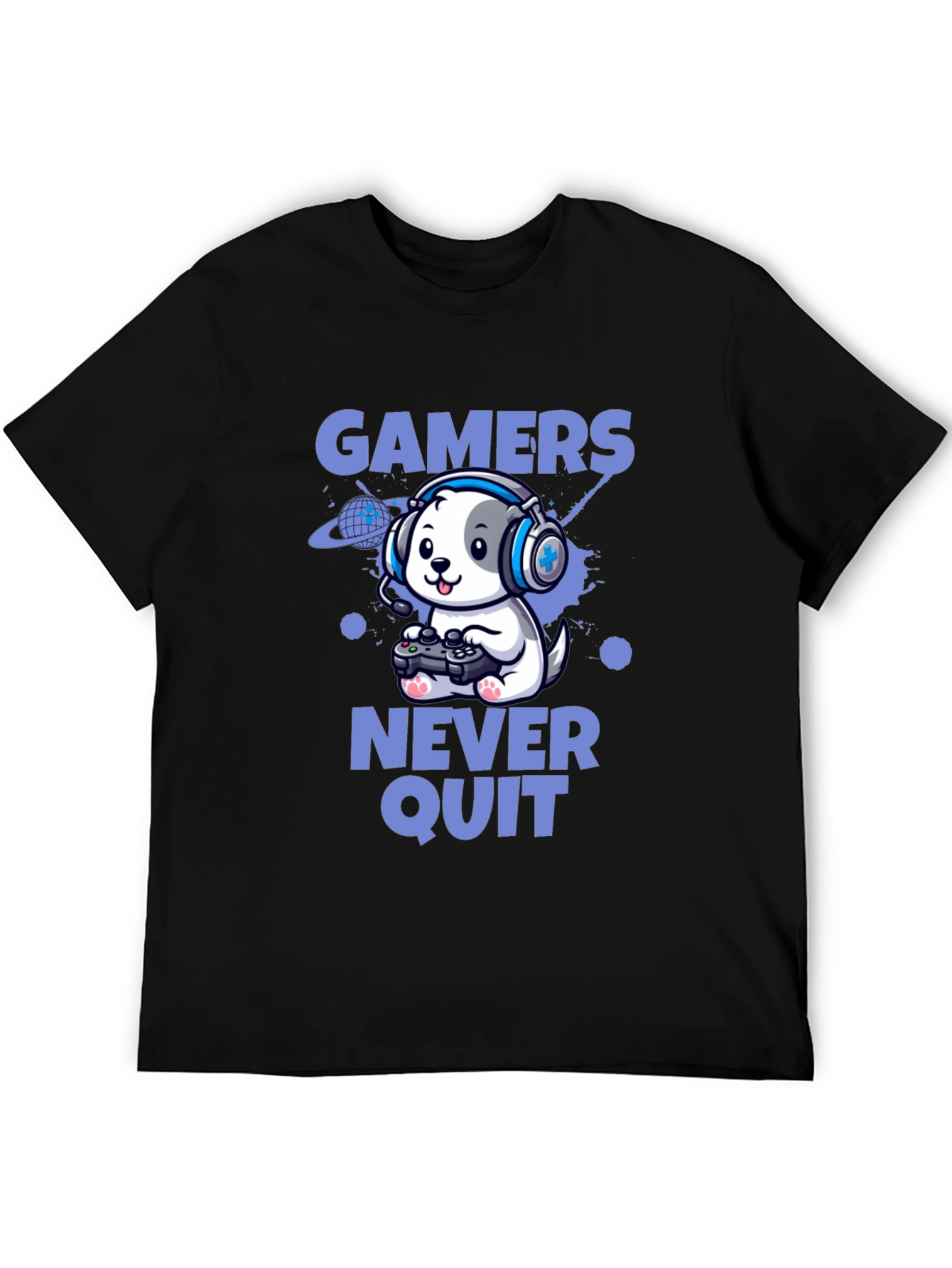 Gamers Never Quit T-Shirt - Cute Dog Gamer