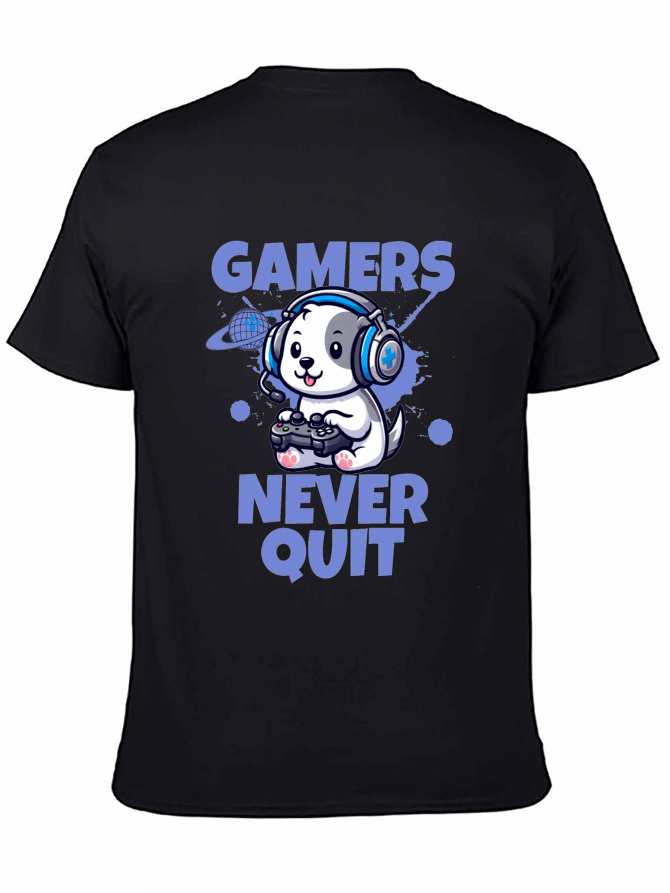 Gamers Never Quit T-Shirt - Cute Dog Gamer