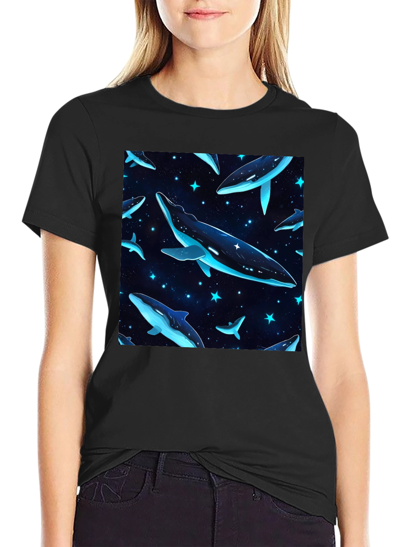 Cosmic Whale T-Shirt - Black