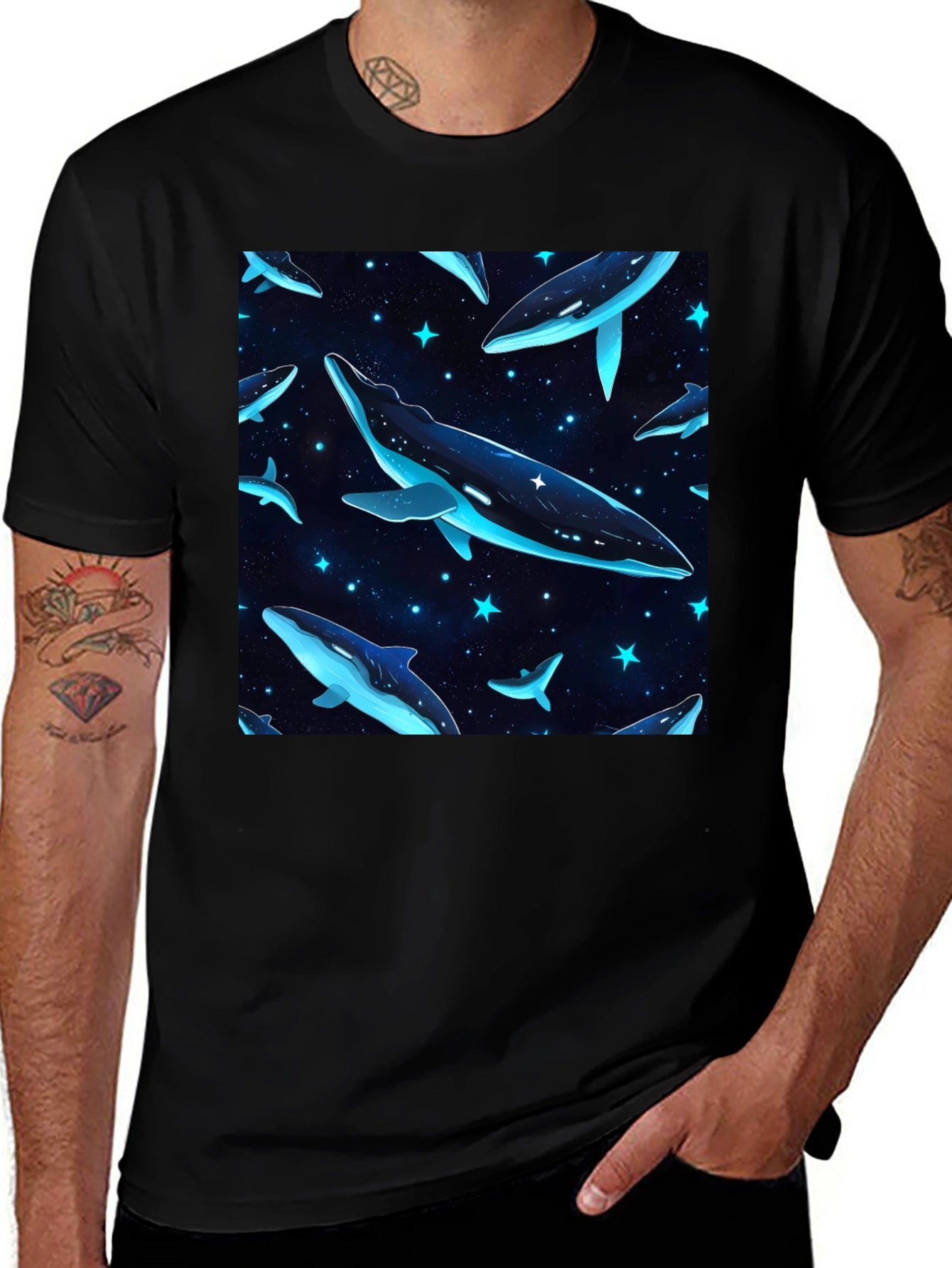 Cosmic Whale T-Shirt - Black