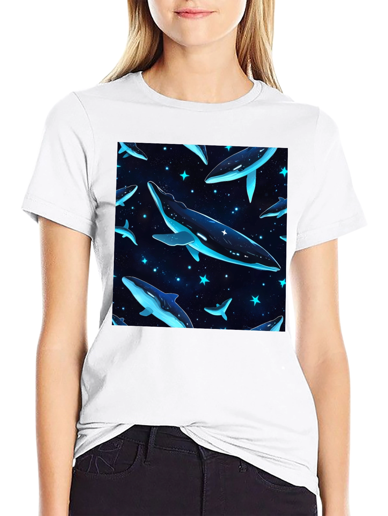 Cosmic Whale T-Shirt - Black