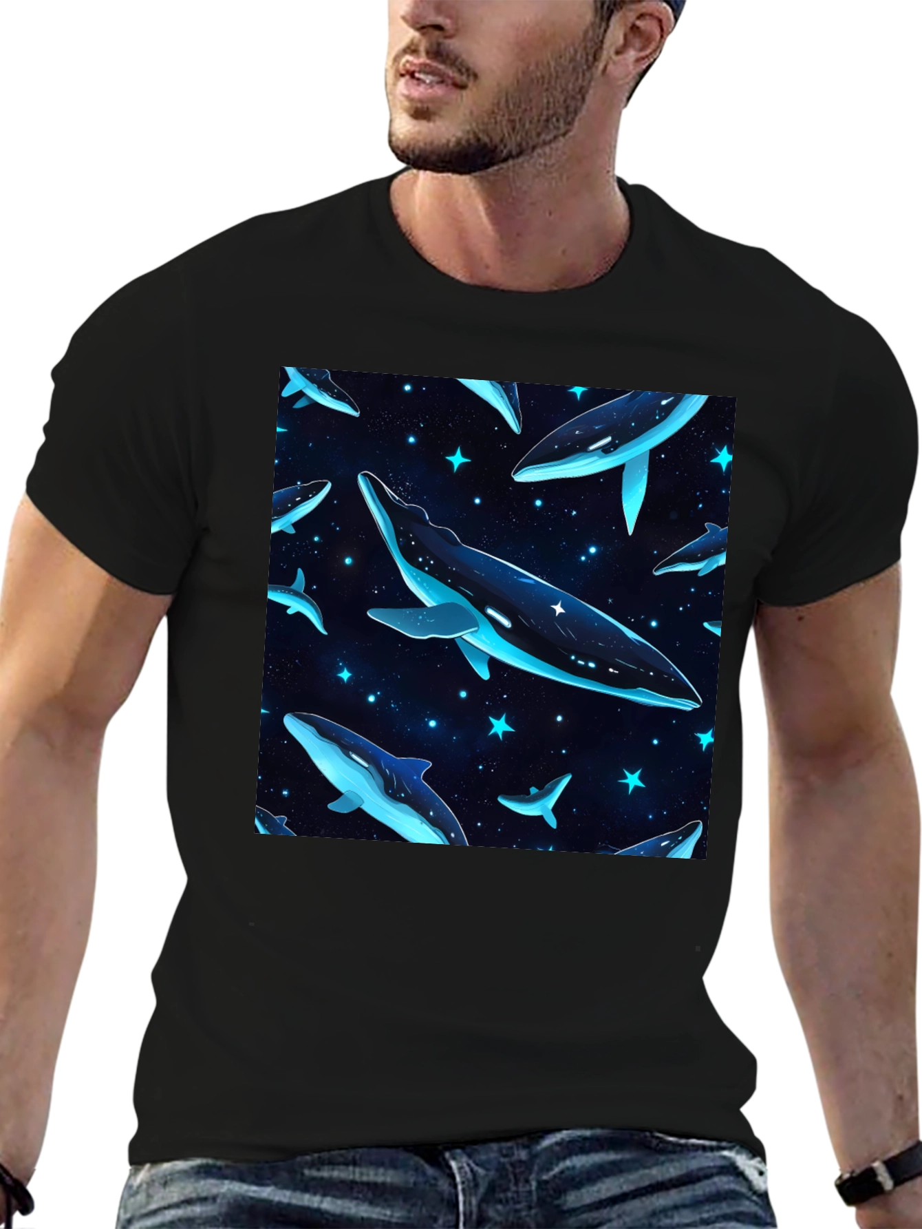 Cosmic Whale T-Shirt - Black