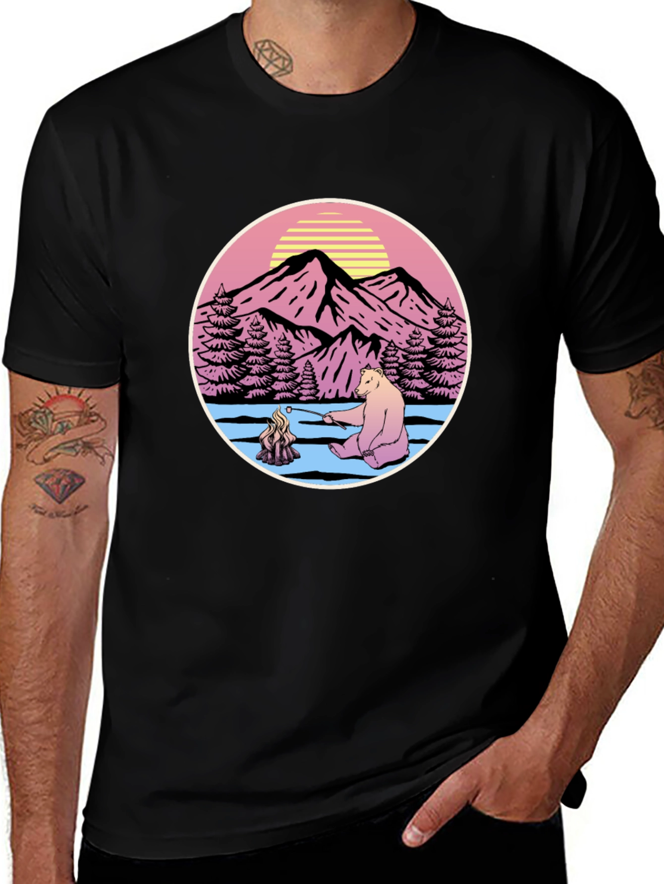 Retro Bear Campfire T-Shirt