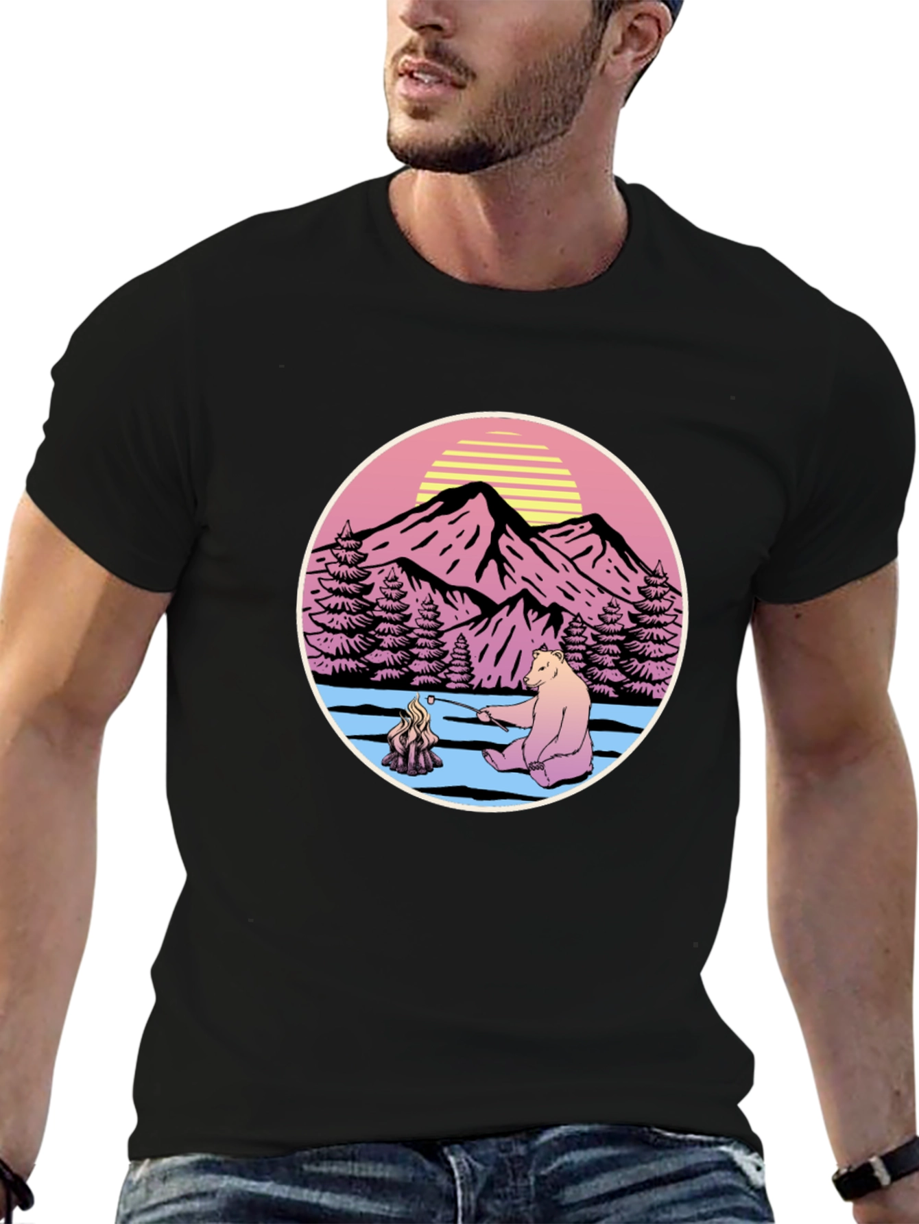 Retro Bear Campfire T-Shirt