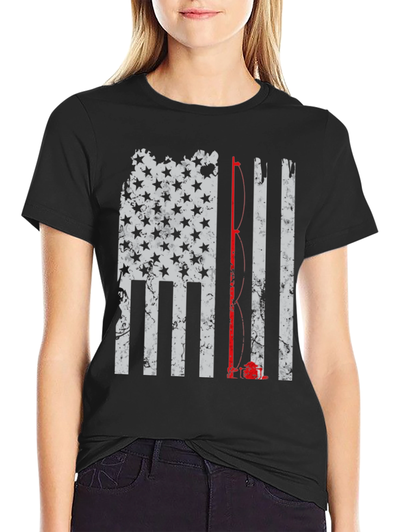 Fishing American Flag T-Shirt - Patriotic Angler Tee