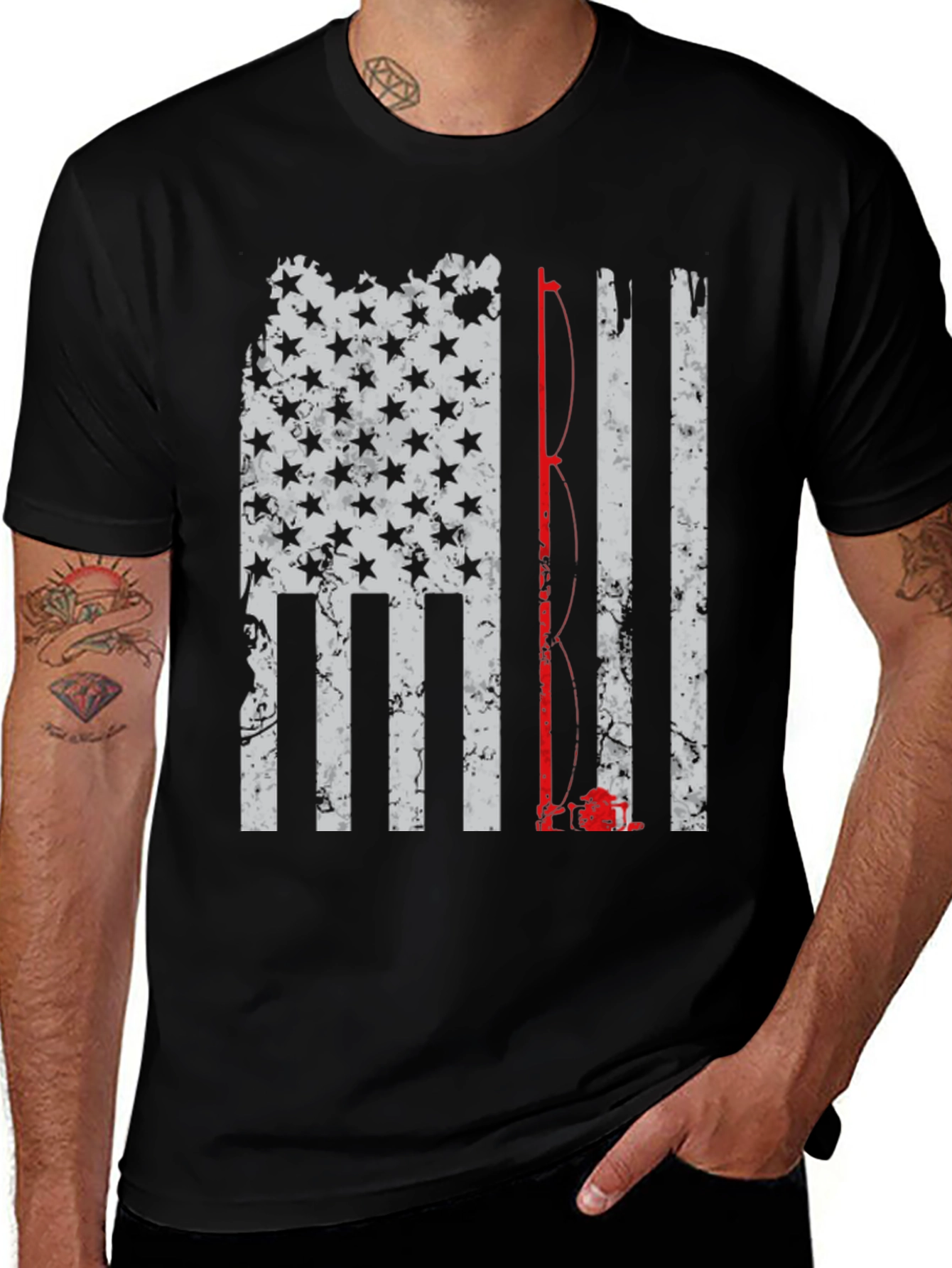 Fishing American Flag T-Shirt - Patriotic Angler Tee