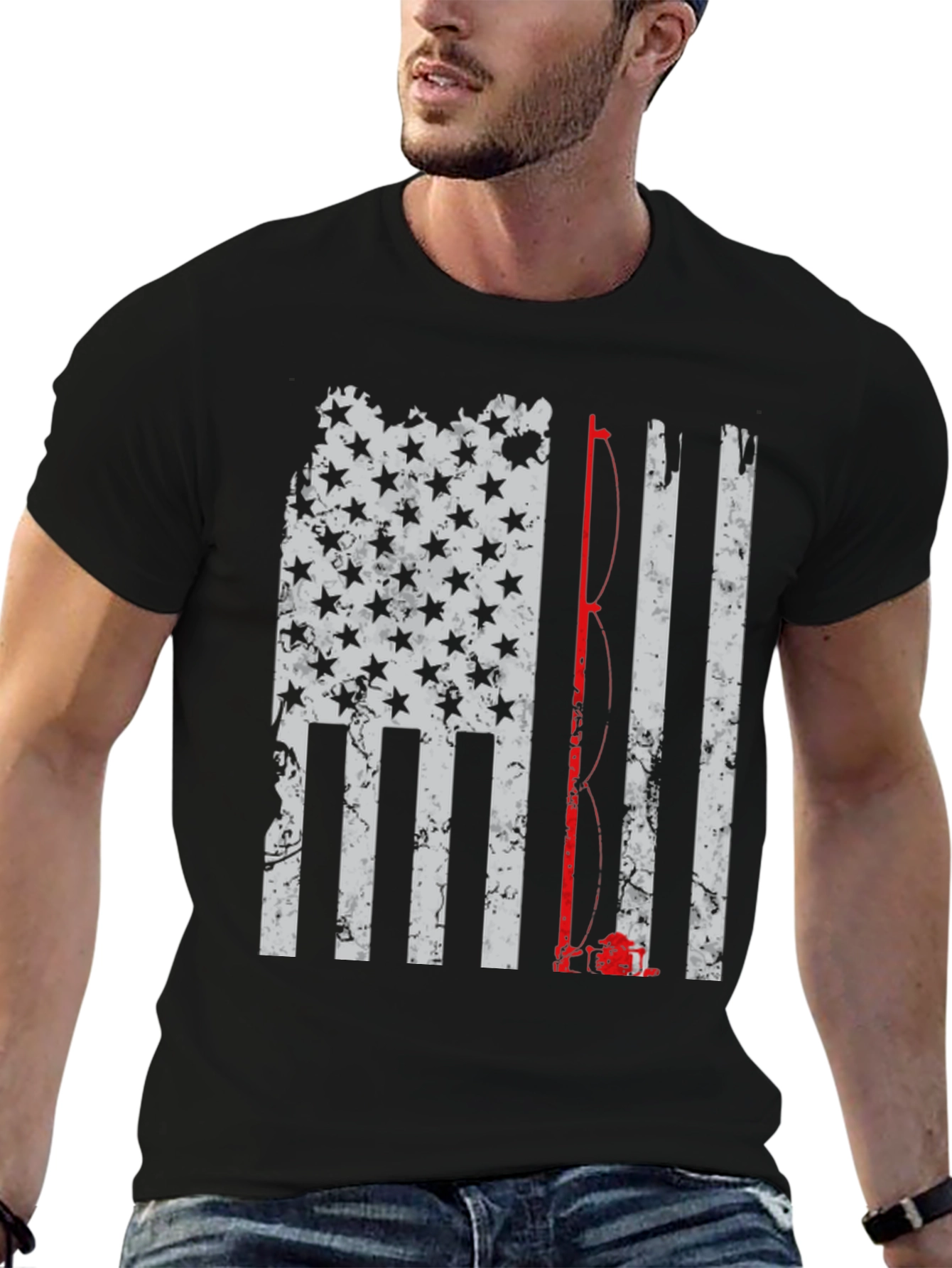 Fishing American Flag T-Shirt - Patriotic Angler Tee
