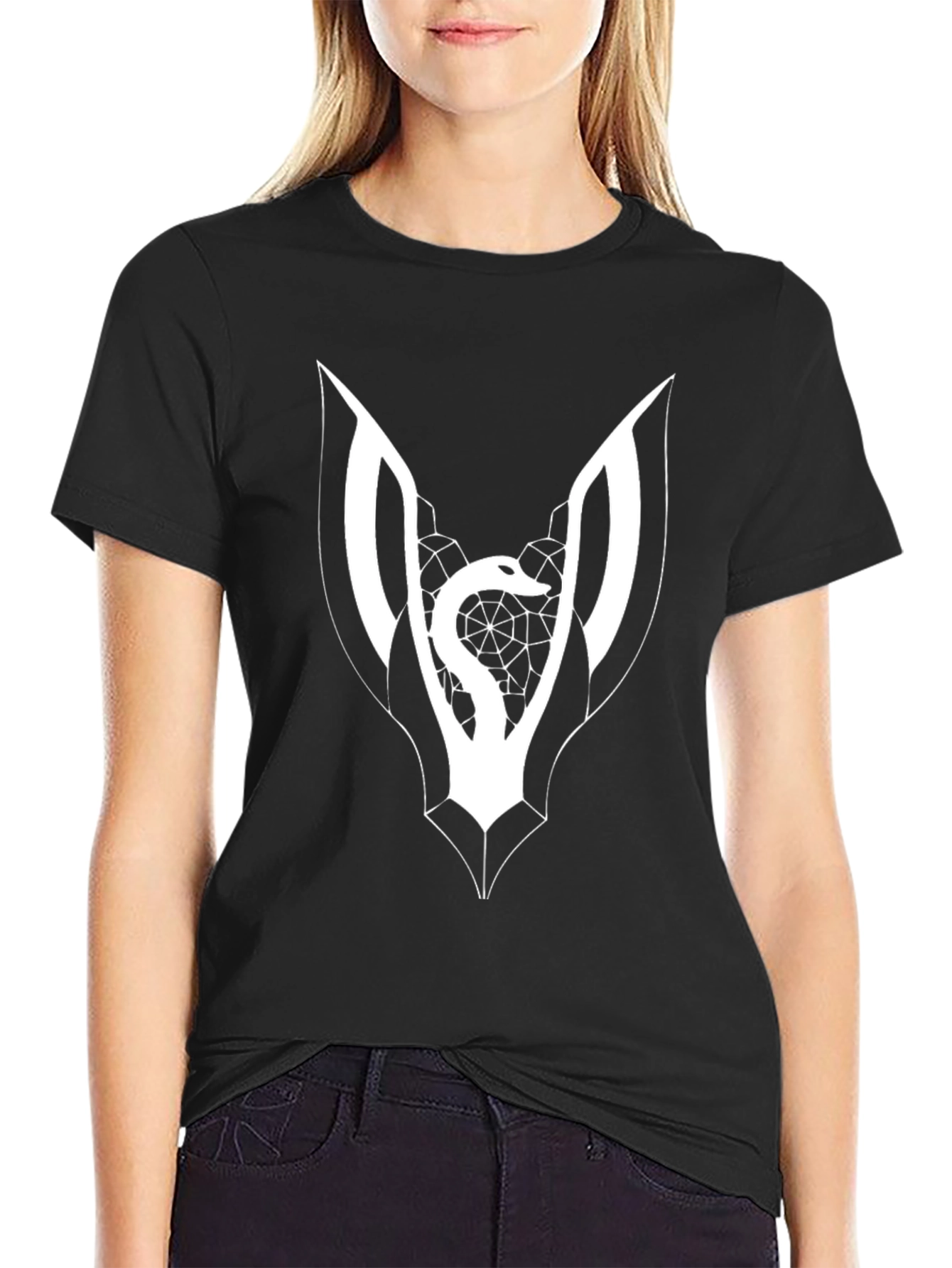 Black Tee with Snake & Web Graphic