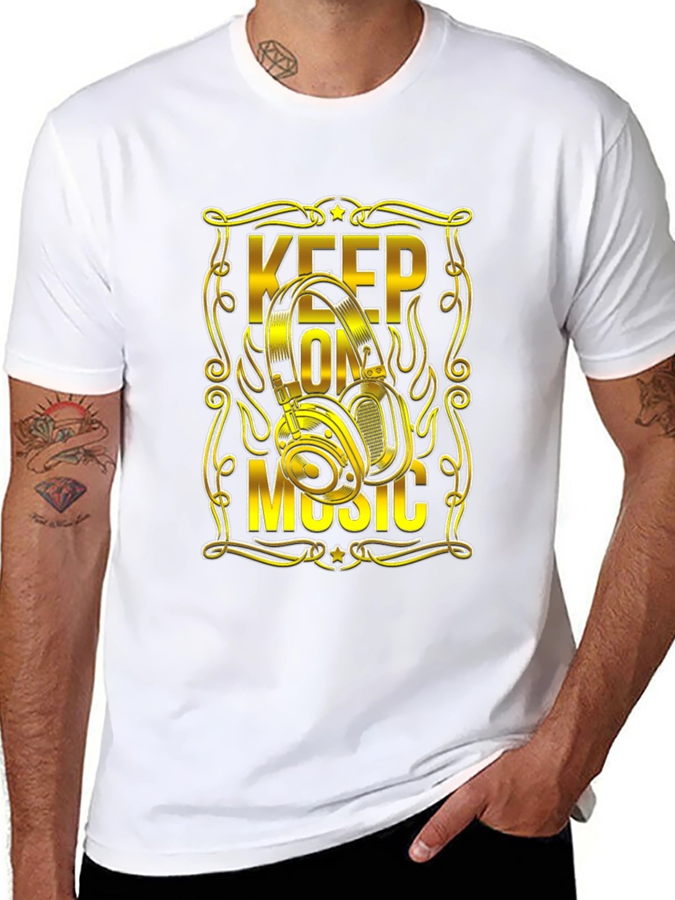 Keep On Music Headphones Graphic T-Shirt