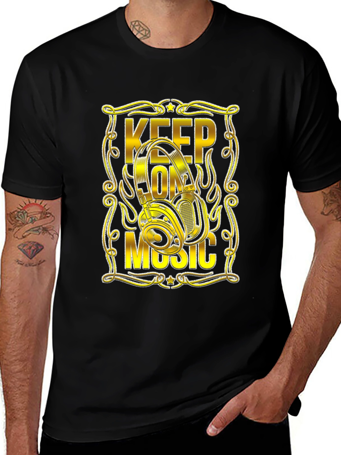 Keep On Music Headphones Graphic T-Shirt