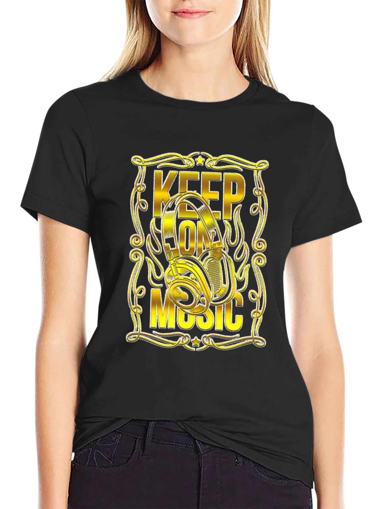 Keep On Music Headphones Graphic T-Shirt
