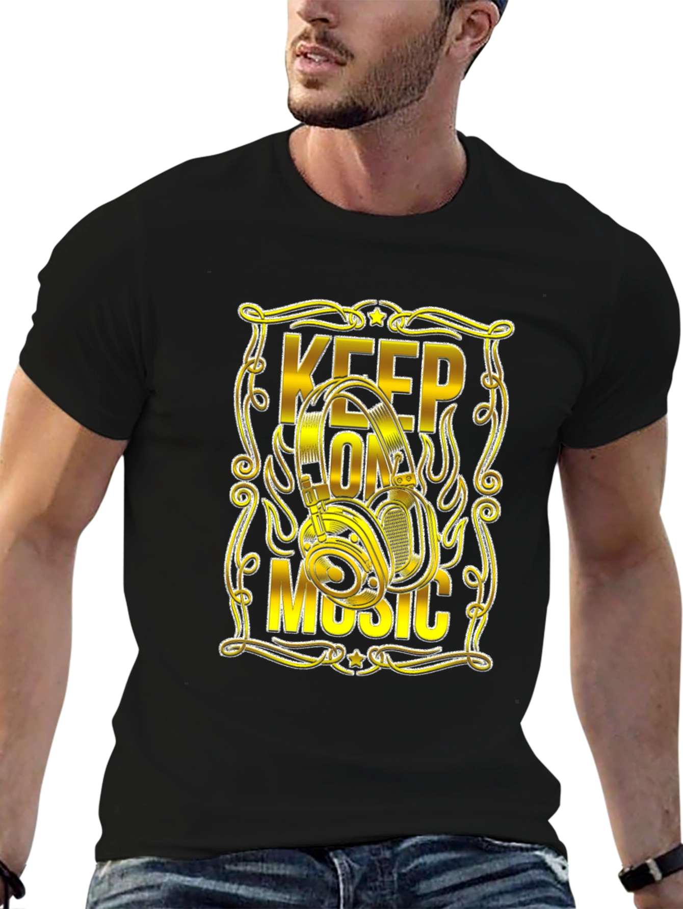 Keep On Music Headphones Graphic T-Shirt