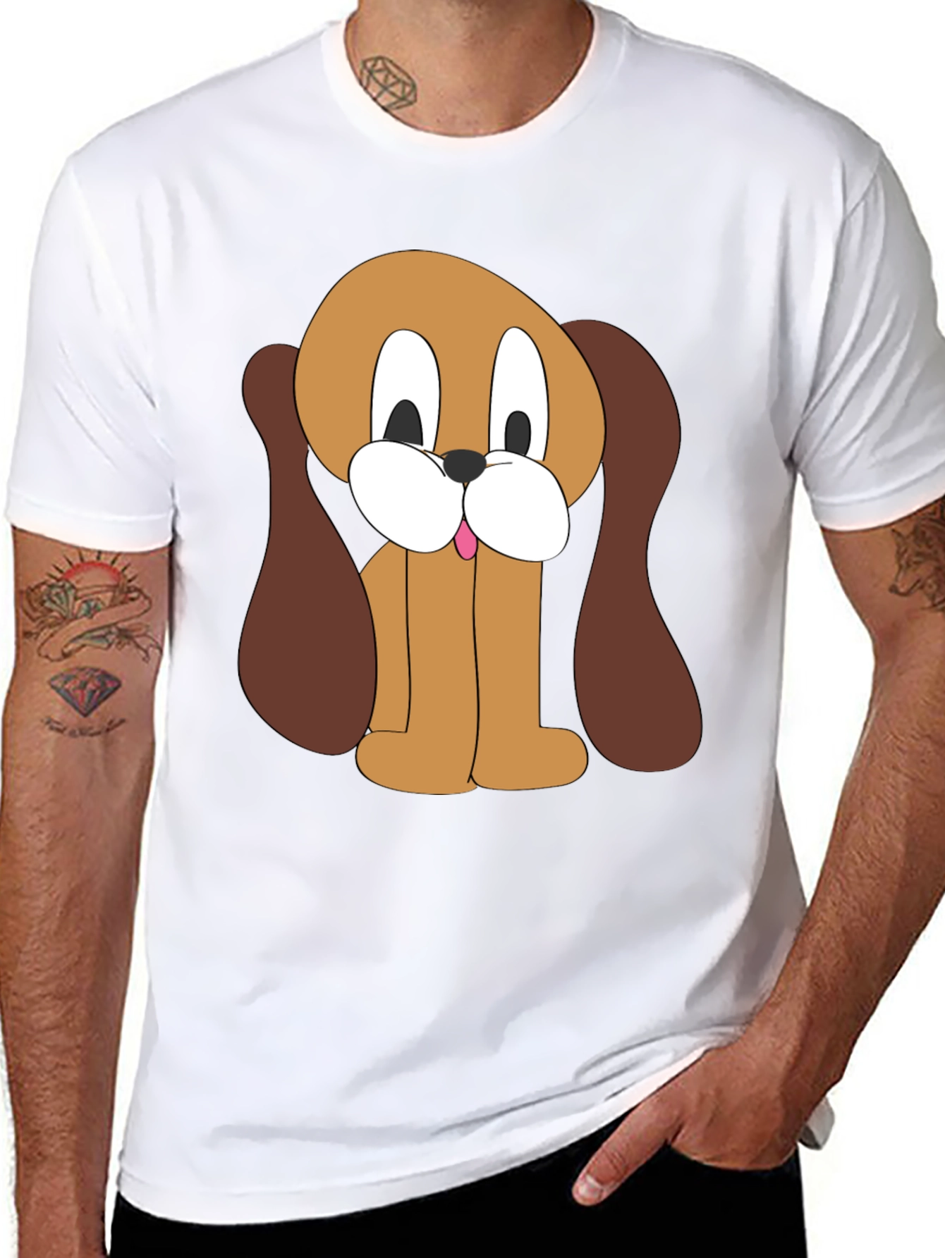 Cartoon Dog Graphic Tee - Unisex Black T-Shirt