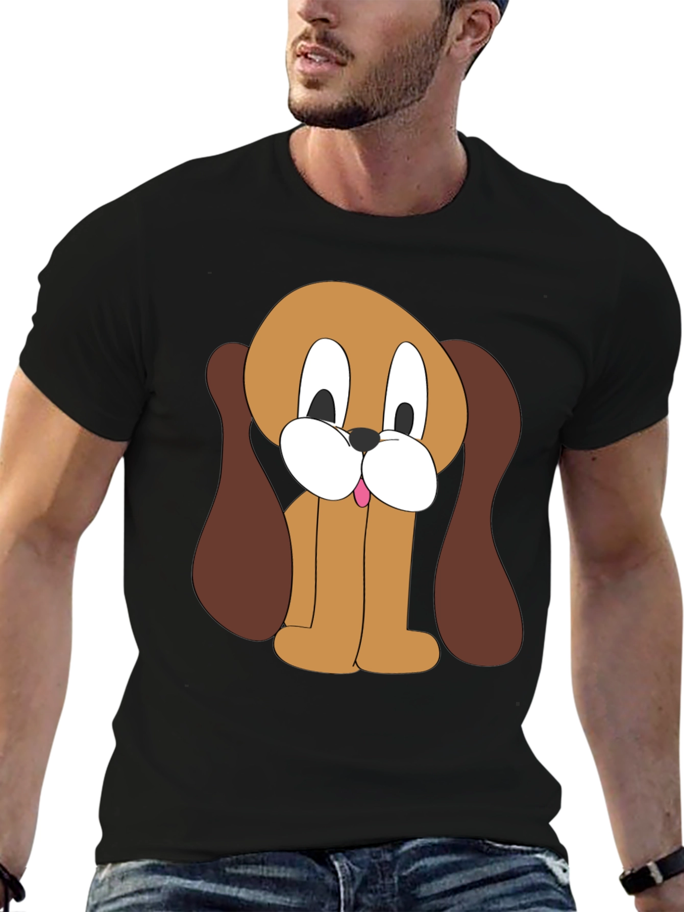 Cartoon Dog Graphic Tee - Unisex Black T-Shirt