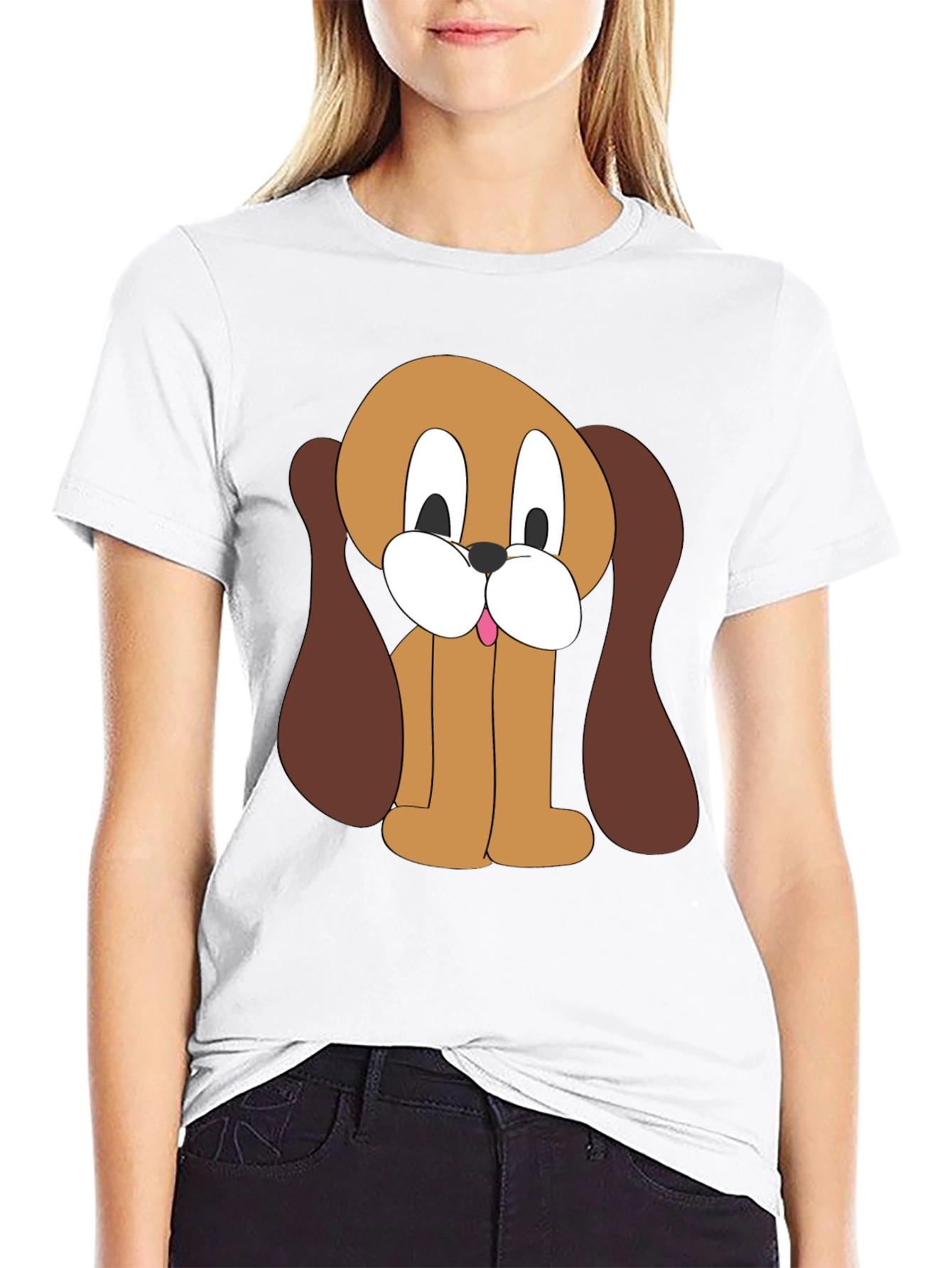 Cartoon Dog Graphic Tee - Unisex Black T-Shirt