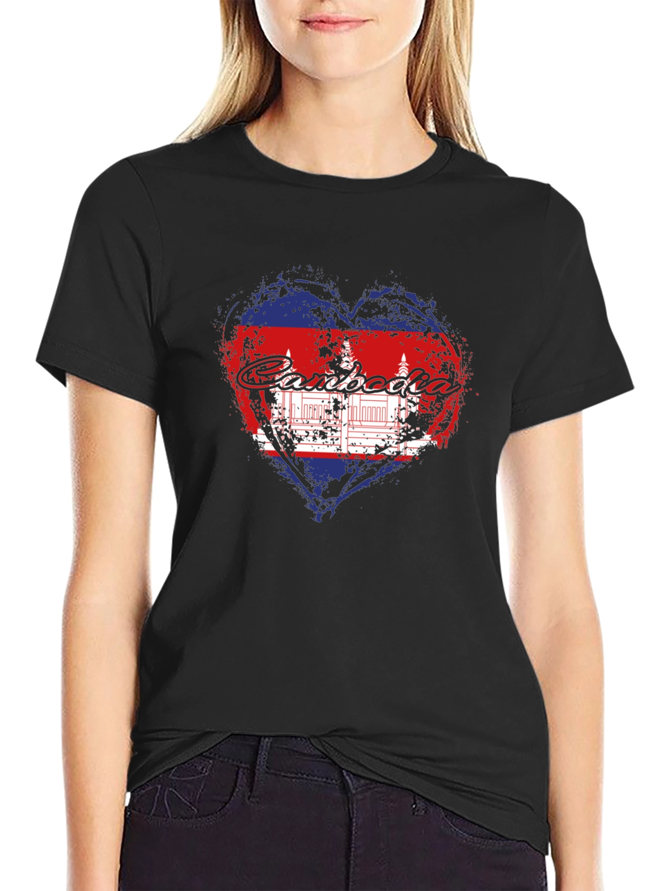 Cambodia Heart Flag Graphic T-Shirt