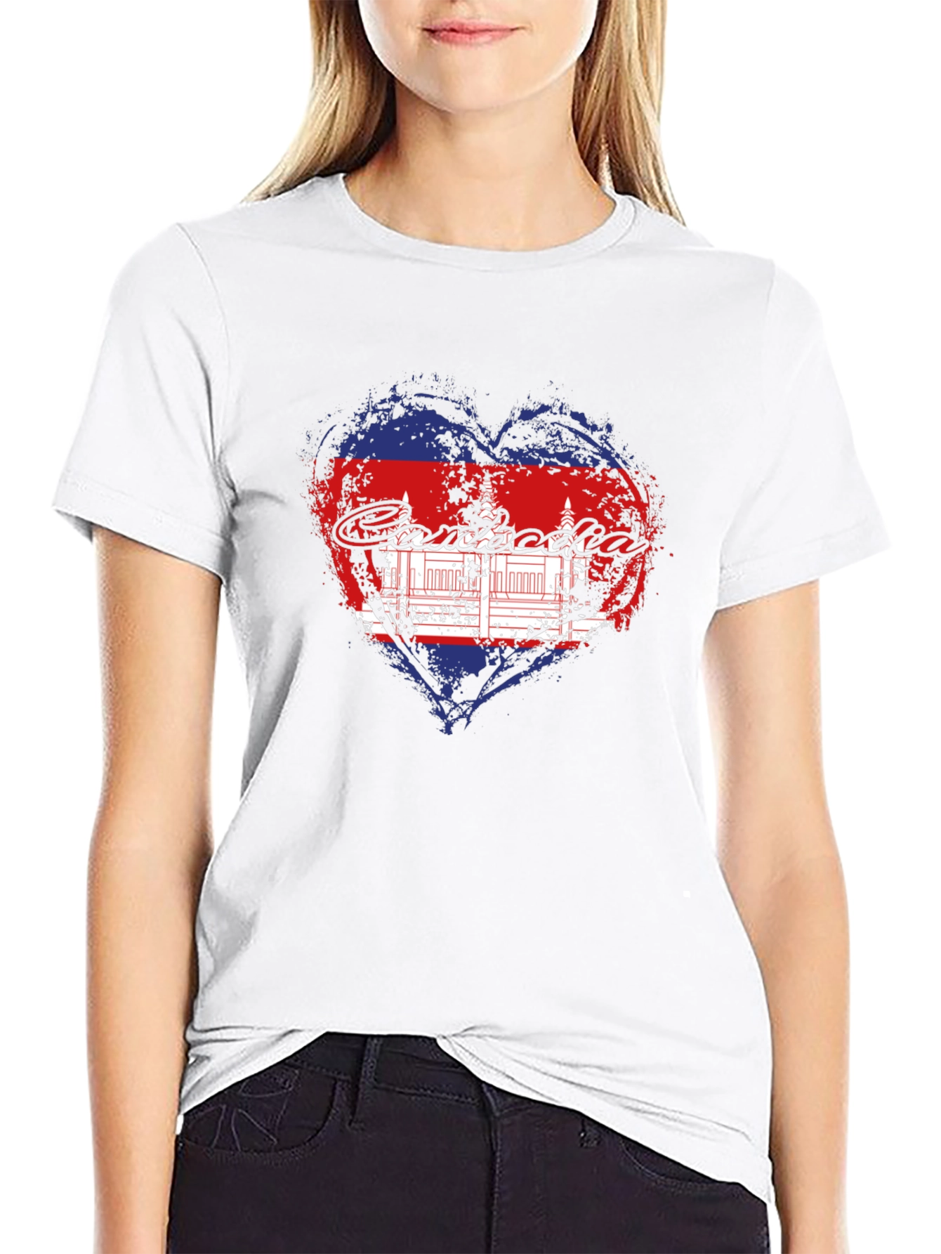 Cambodia Heart Flag Graphic T-Shirt