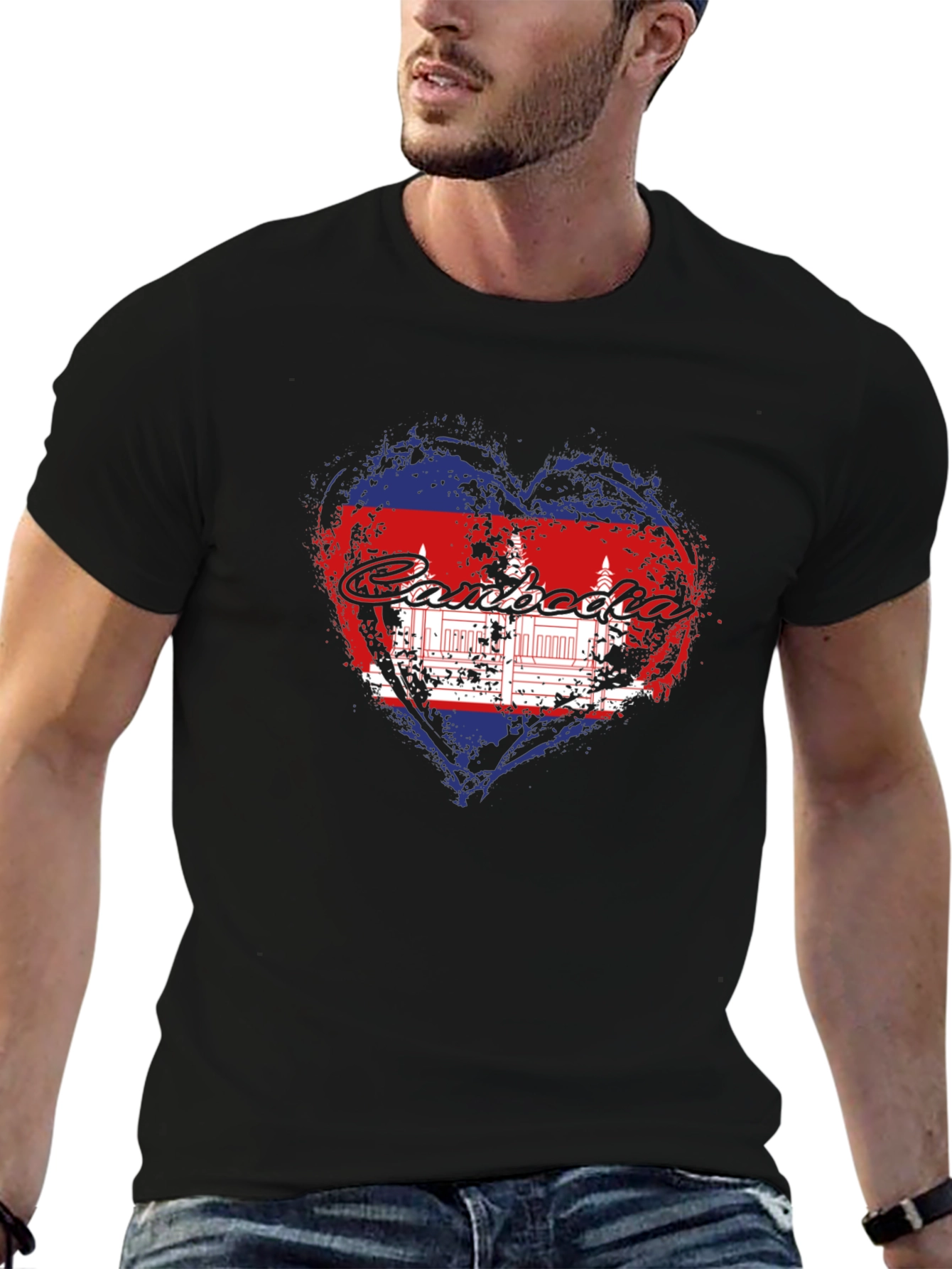 Cambodia Heart Flag Graphic T-Shirt
